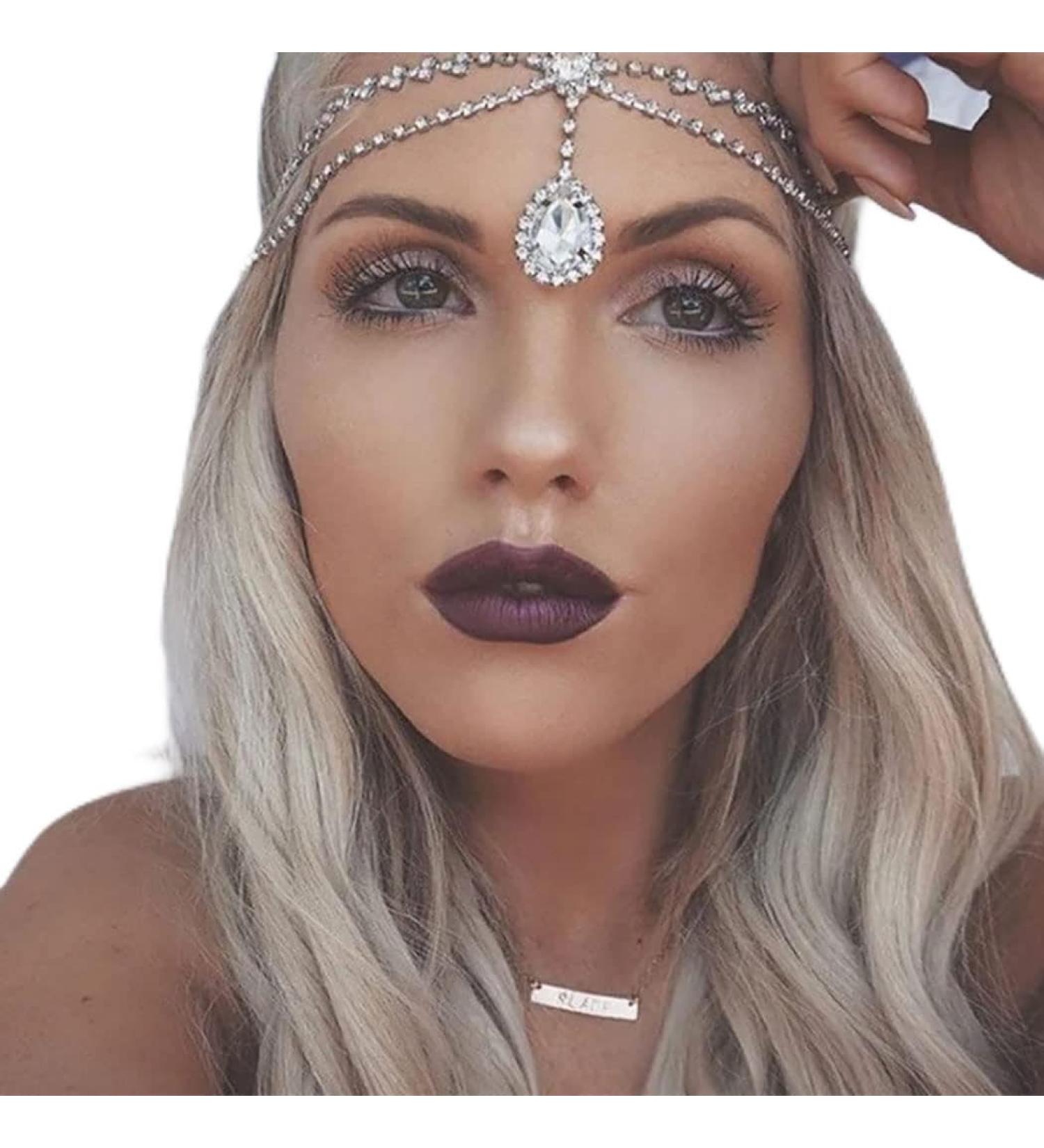 IYOU Shiny Rhinestone Head Chain Silver Crystal Hair Pieces Layering Halloween Costume Party Hair Accessories for Women - Buy Online on GoSupps.com