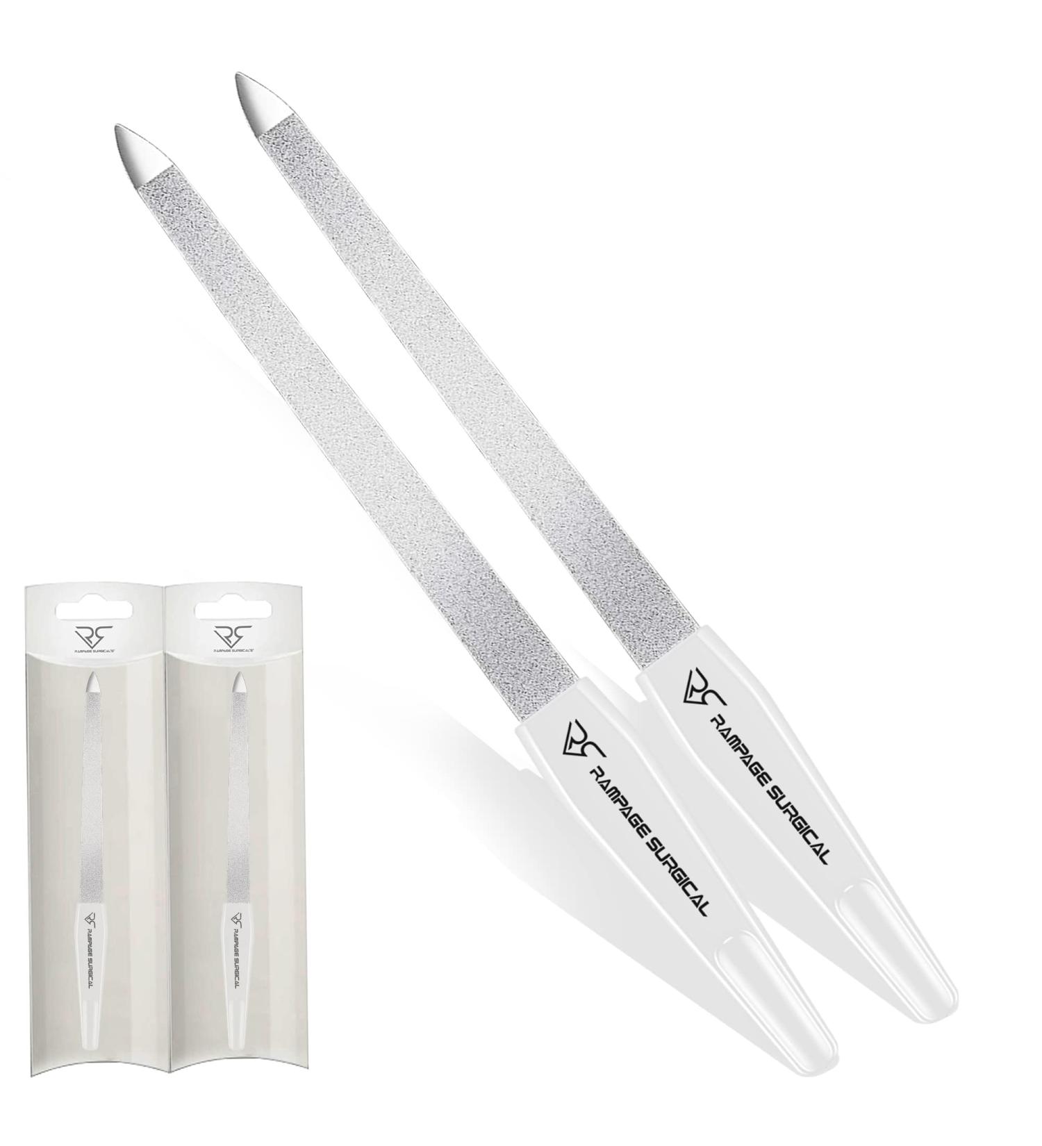 Stainless Steel Professional Nail Files - Double Sided Sapphire File for Manicure & Pedicure - Nail Care Accessories for Women, Men, Girls - Set of 2 - Buy Online on GoSupps.com