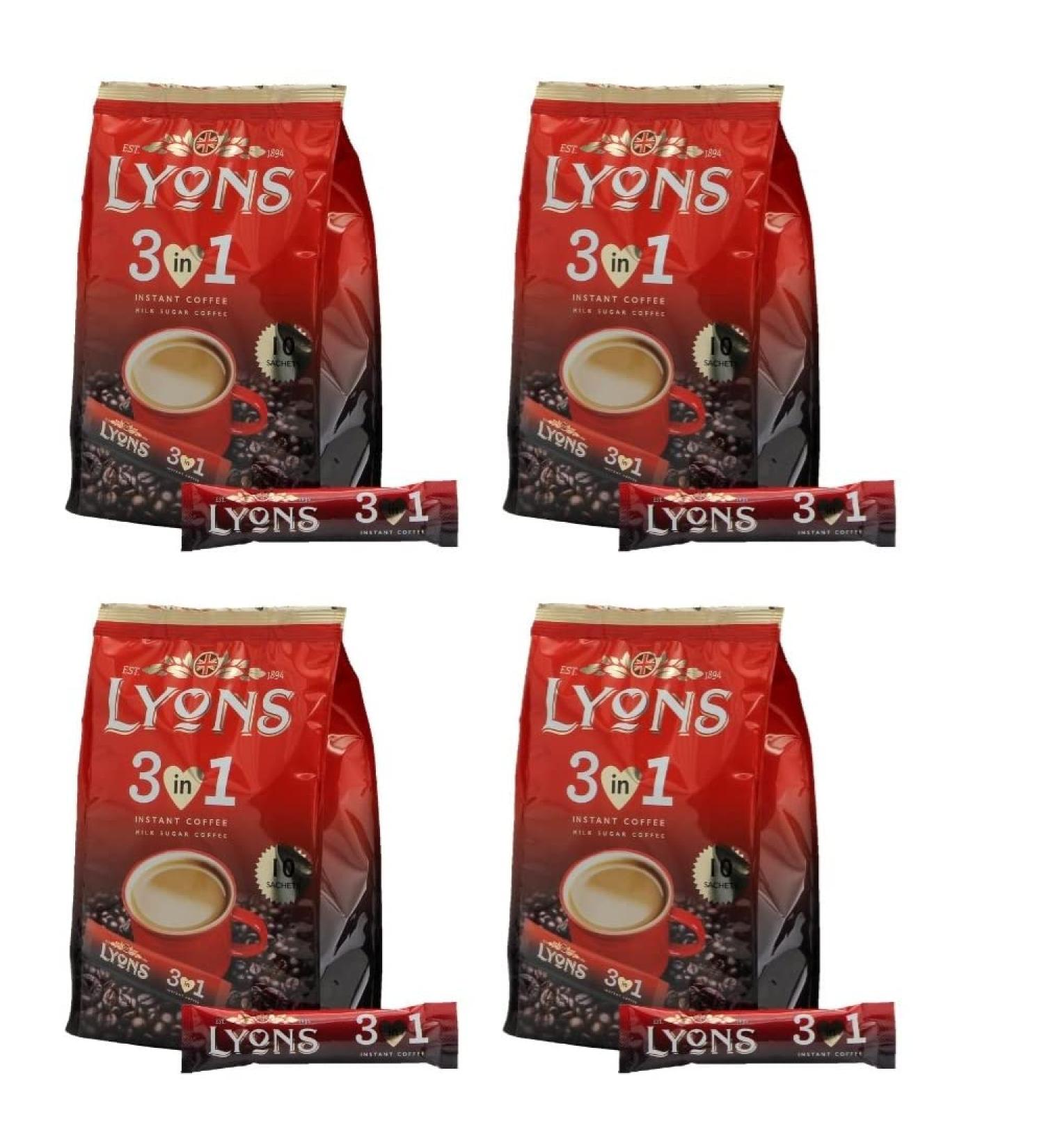 Lyons Premium Instant Coffee Bag Sachets + FabFinds Assorted Gift Mug (Instant 3in1 4X 10Sachets) Pack of 1 - Buy Online on GoSupps.com