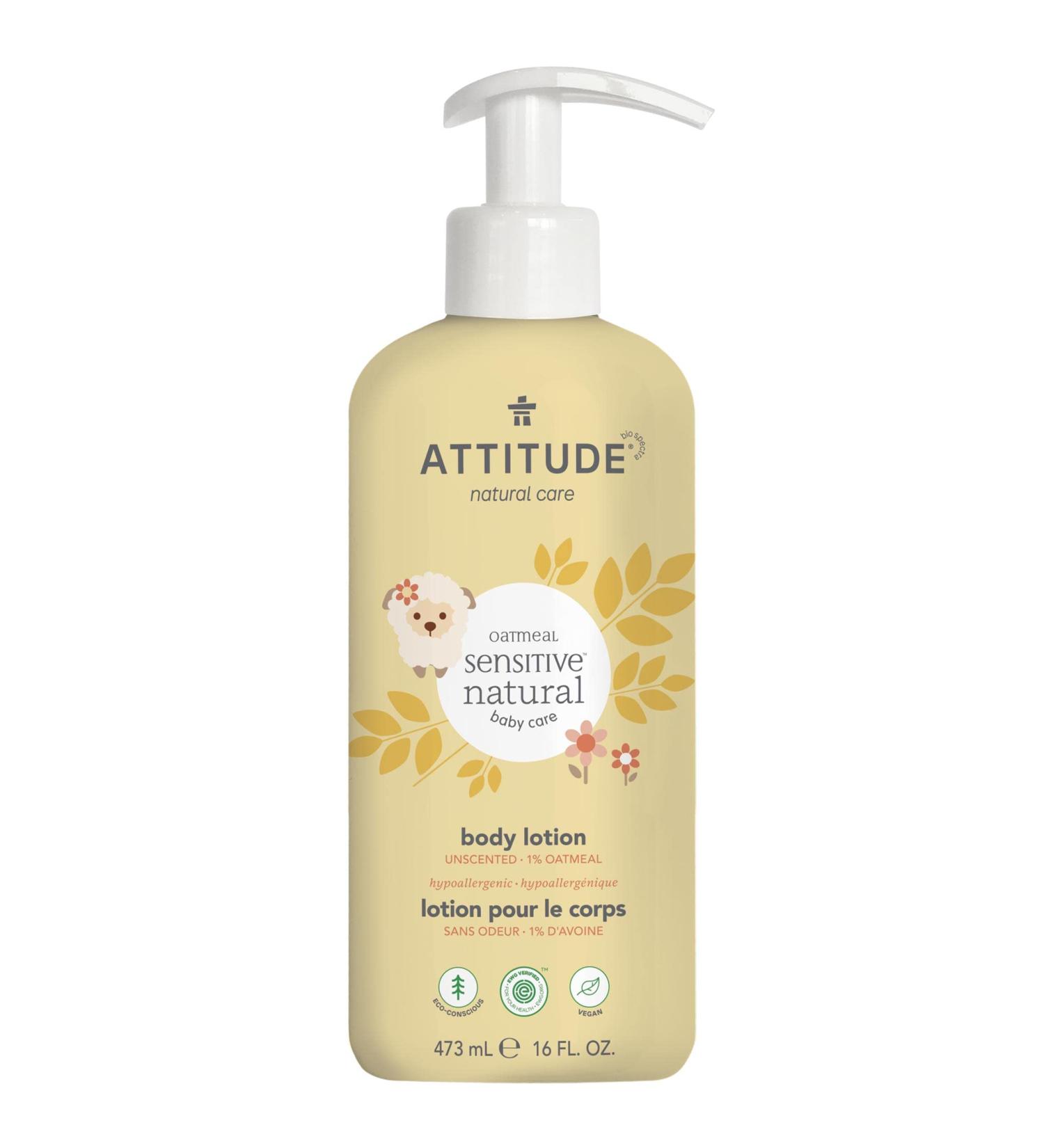 ATTITUDE Body Lotion for Baby | EWG Verified Vegan & Cruelty-Free | Hypoallergenic Unscented Formula for Sensitive Skin - 16 Fl Oz - Buy Online on GoSupps.com