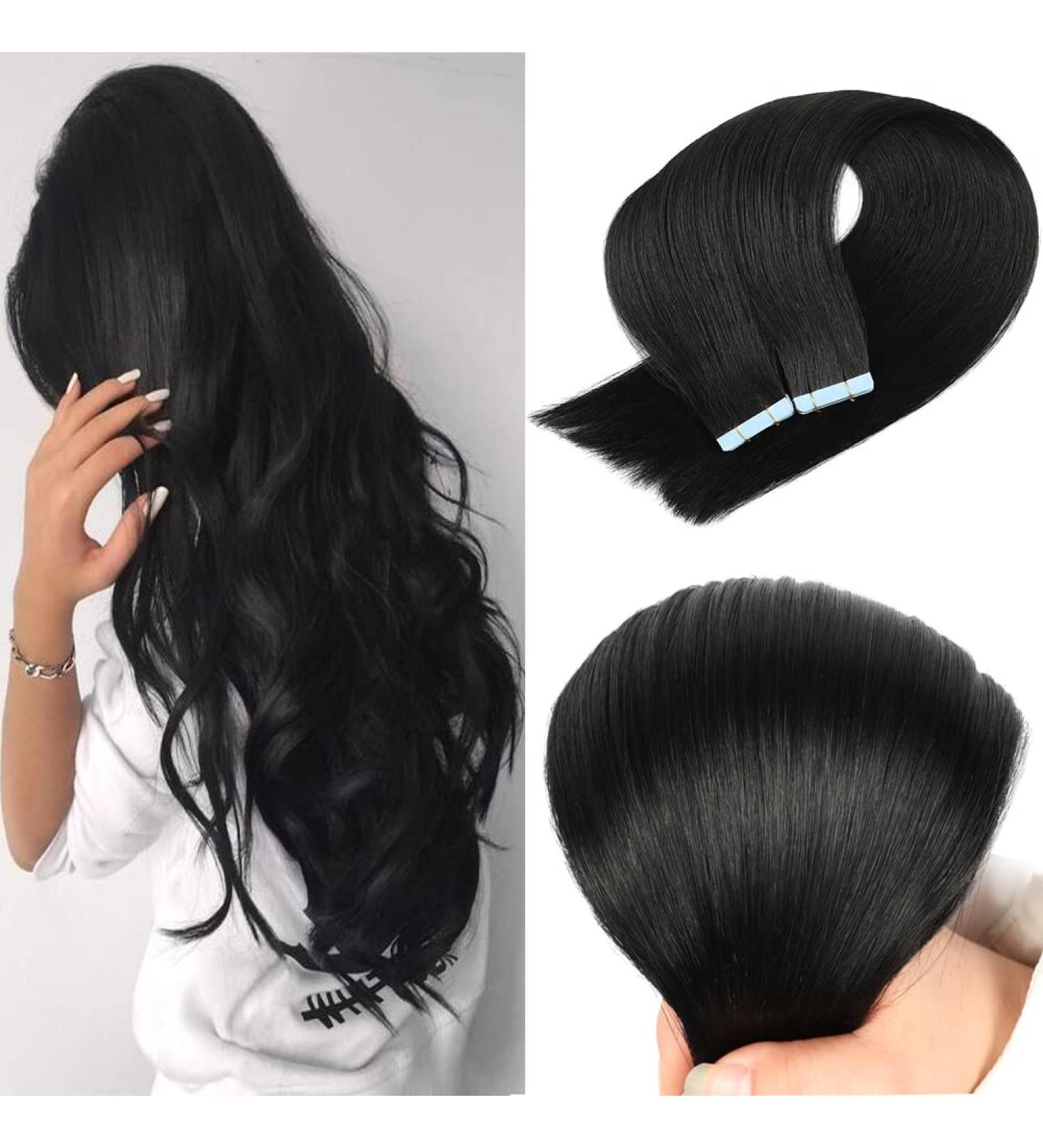 Anihiho Tape in Human Hair Extensions - 16 Inch Jet Black (50g) for Women - Buy Online on GoSupps.com