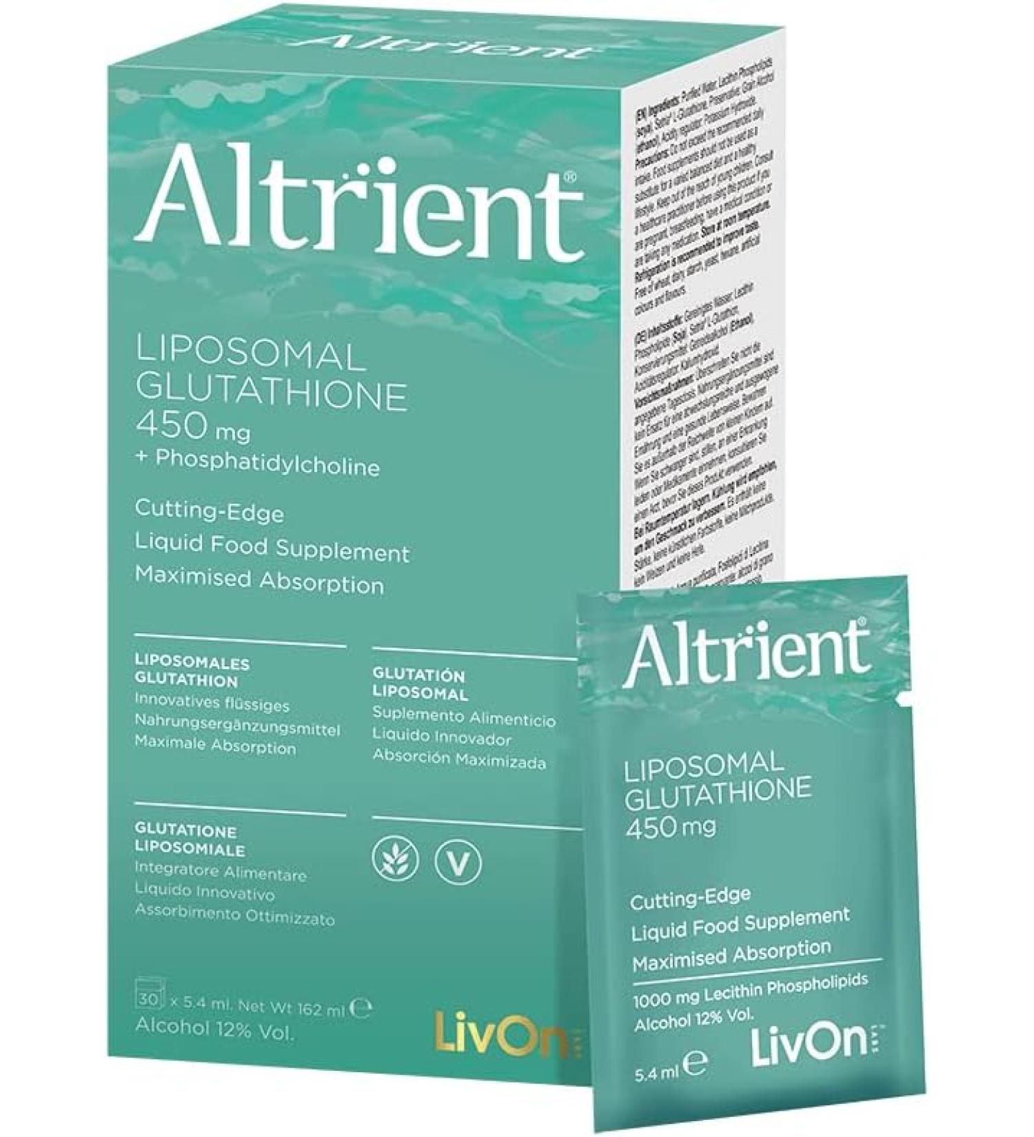 Altrient Liposomal Glutathione by LivOn Labs/LivOn Laboratories GSH Lypo-Spheric Glutathione - Liposomal Setria Glutathione - 30 sachets - Buy Online on GoSupps.com