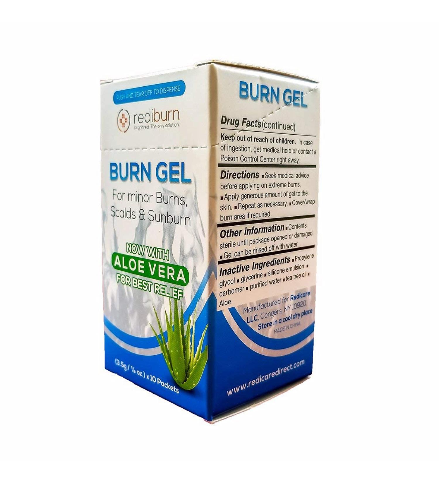 Rediburn Burn Gel 3.5g Packets with Lidocaine & Aloe Vera - 15/Box Dispenser for Ultimate Relief - Buy Online on GoSupps.com