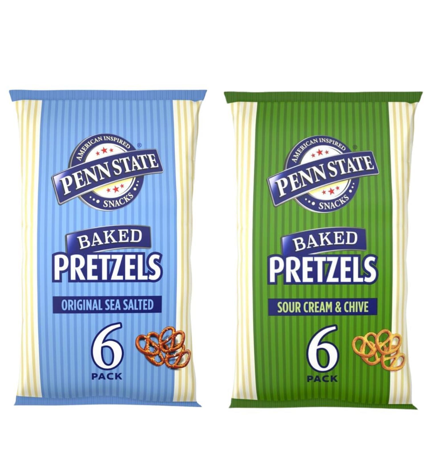Multipack Pretzel Bundle Consisting of Penn State Sea Salted Pretzels 6 x 22g and Pretzels Sour Cream & Chive 6 x 22g (2 Pack) - Buy Online on GoSupps.com