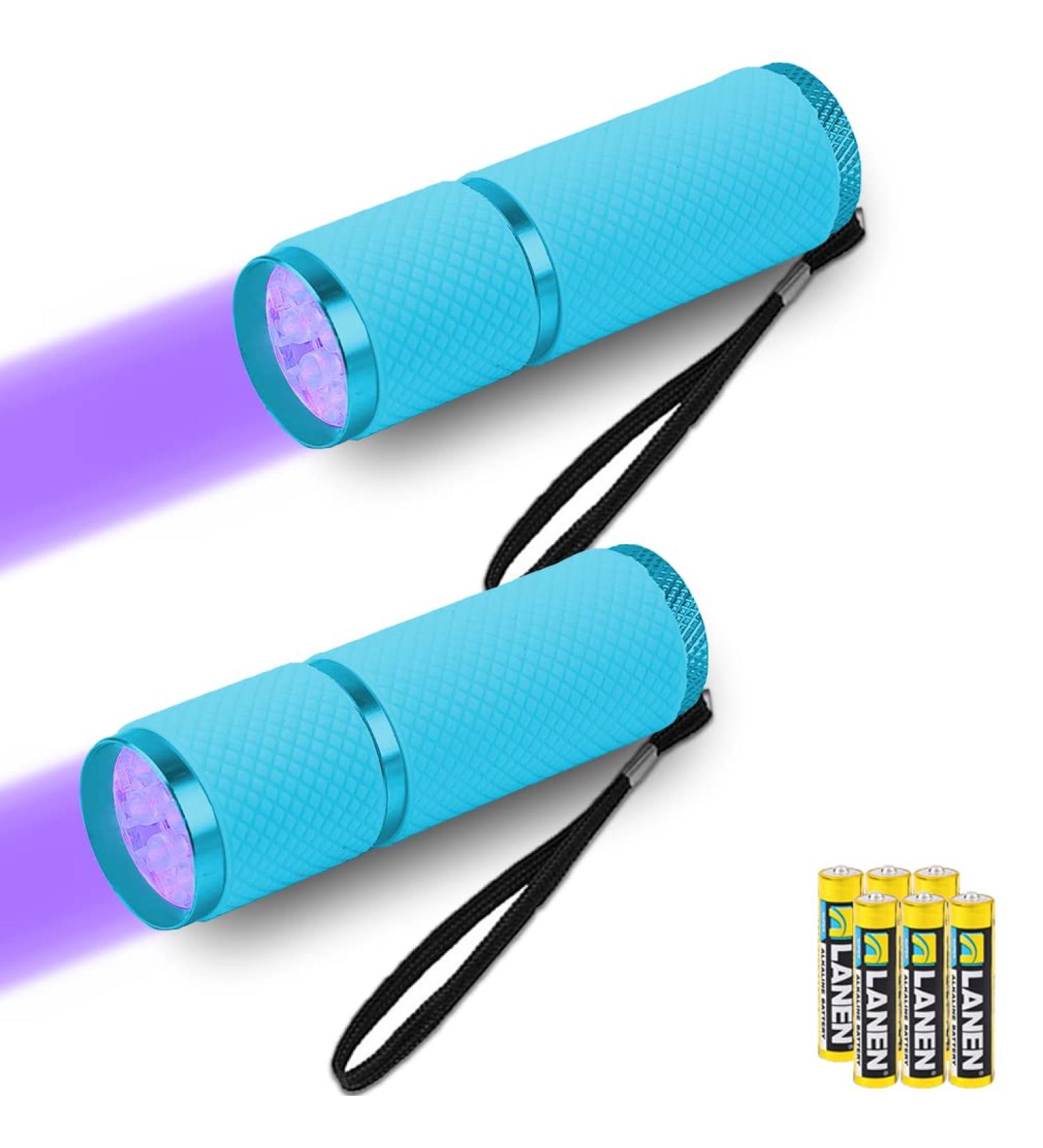 Leagy 2-Pack Mini UV Flashlight - 9 LEDs Pet Urine Detector for Dogs & Cats Detects Stains Banknotes & Bed Bugs (Blue) - International Shipping Available - Buy Online on GoSupps.com