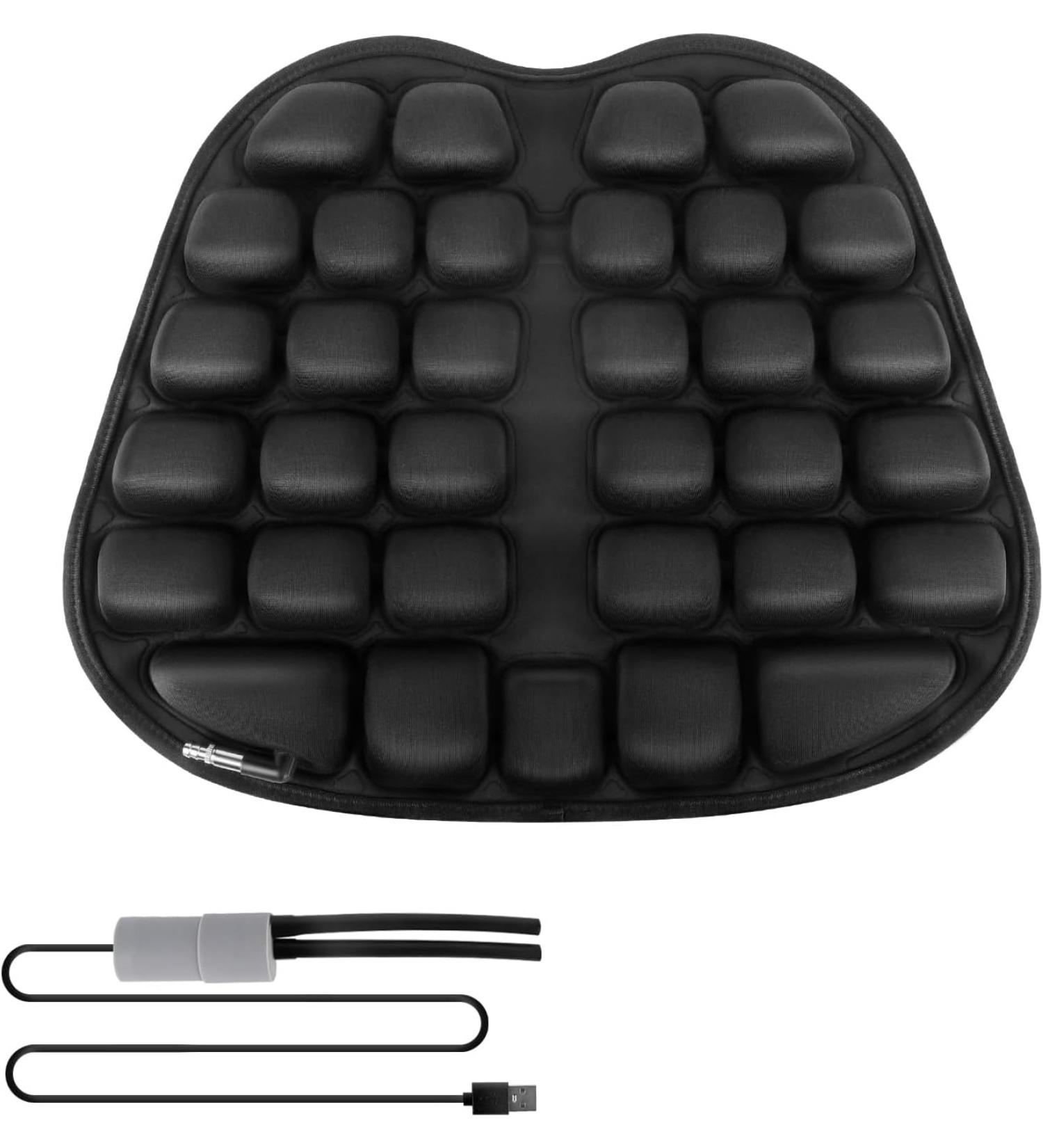 Roadtime Air Inflatable Seat Cushion for Wheelchair Water-fillable Pressure Relief Seat Cushion with Air Pump Tailbone Pain Wheelchair 42x34cm - Black - Buy Online on GoSupps.com