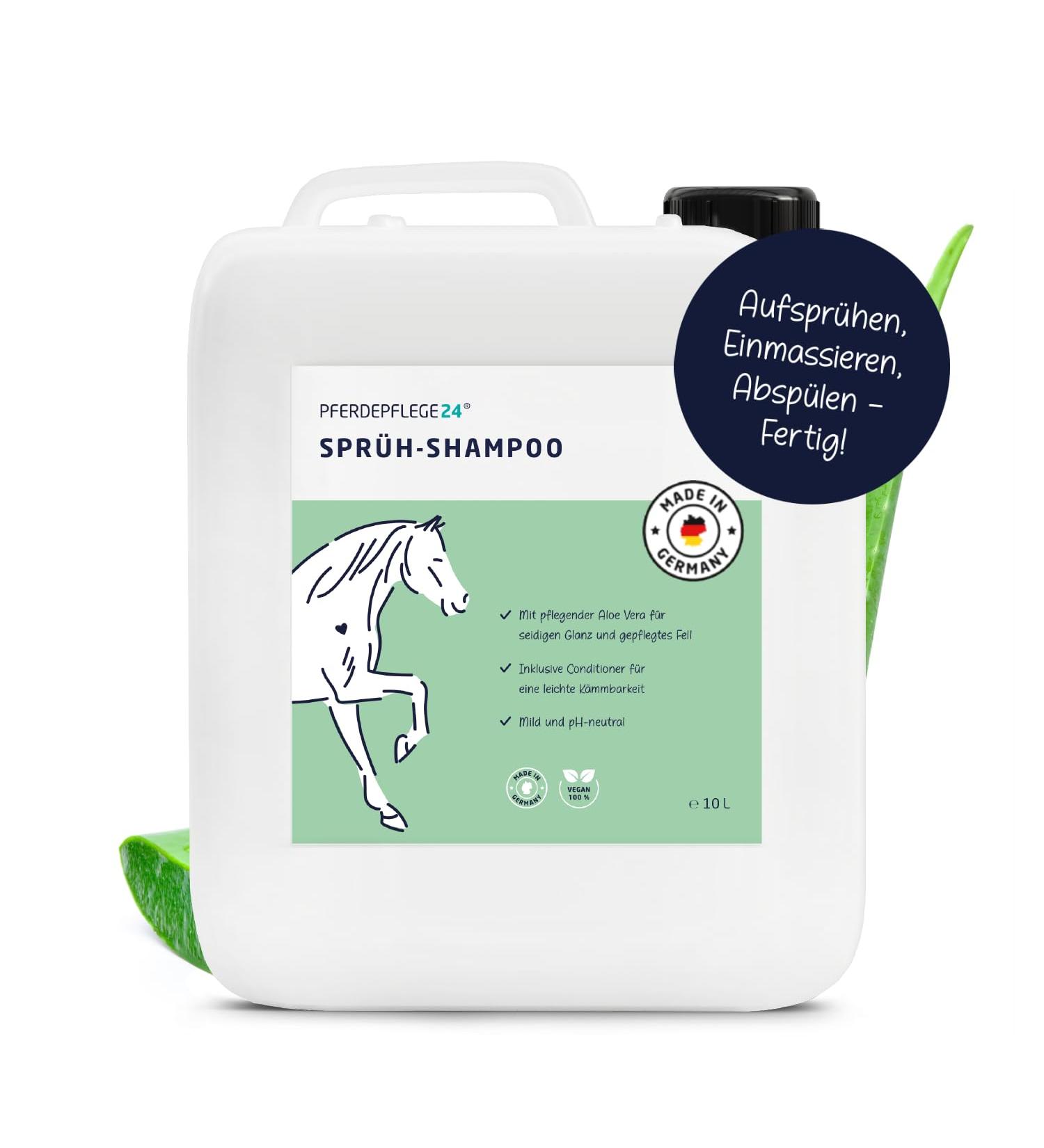Horse Care24 Mild Spray Shampoo - pH Neutral Horse Shampoo for Silky Gloss & Healthy Hair - Available in 0.5L 1L 2.5L 5L & 10L Canisters - International Shipping - Buy Online on GoSupps.com