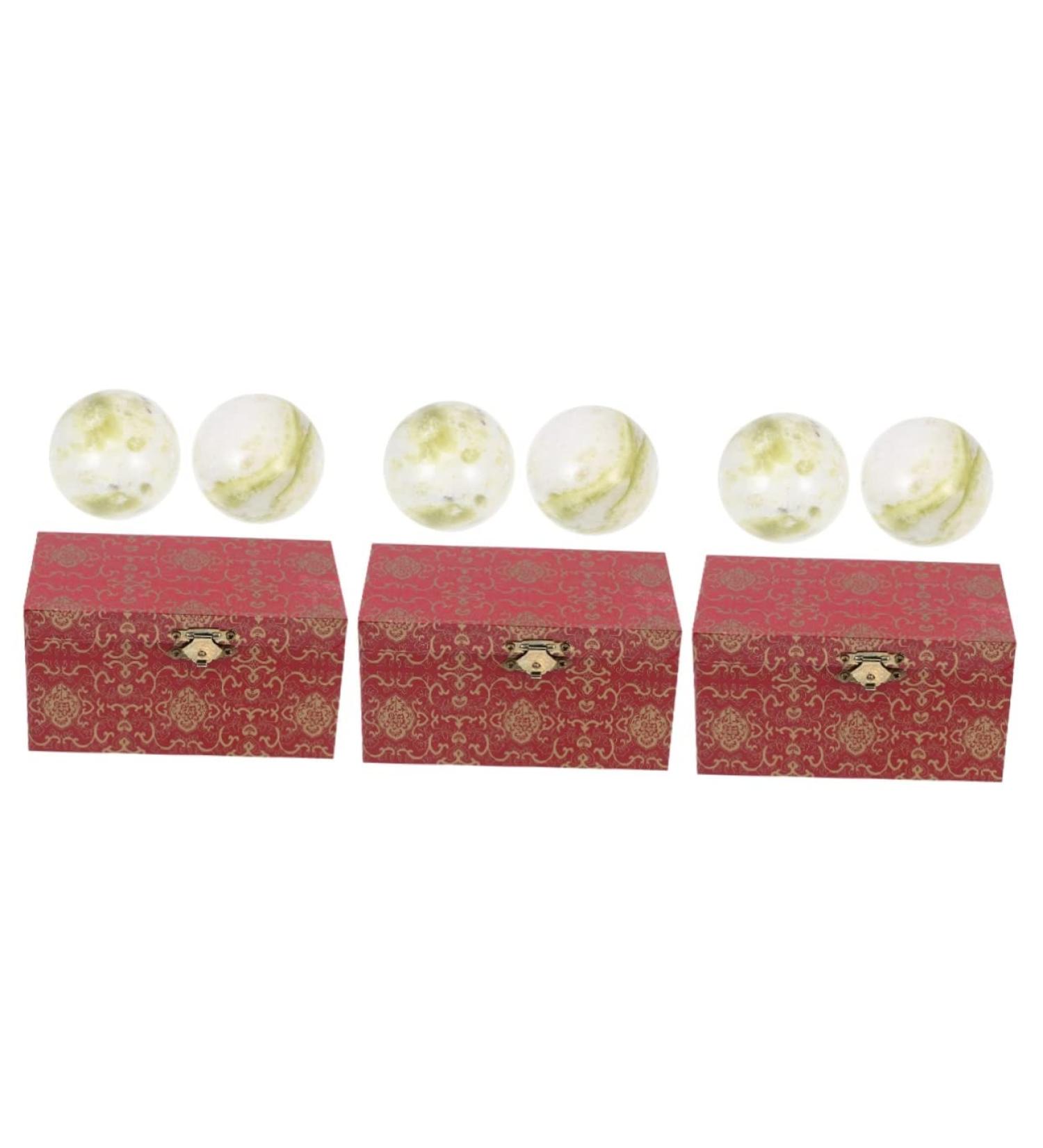 Lurrose Gymnastics Ball Set - 3 Jade Hand Exercise Balls for Forearm Strength Fitness & Relief | Marble Baoding Lantian Jade | 3.5cm - 3 Colors - Buy Online on GoSupps.com
