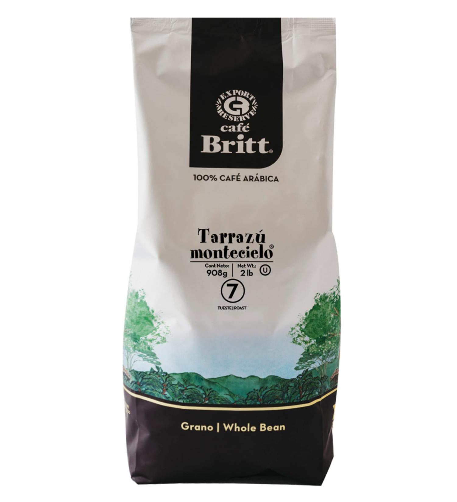 Caf Britt Costa Rica | Caf Gourmet | Tarraz Montecielo | 100% Caf Ar bica | En grains | Sachet 908 g