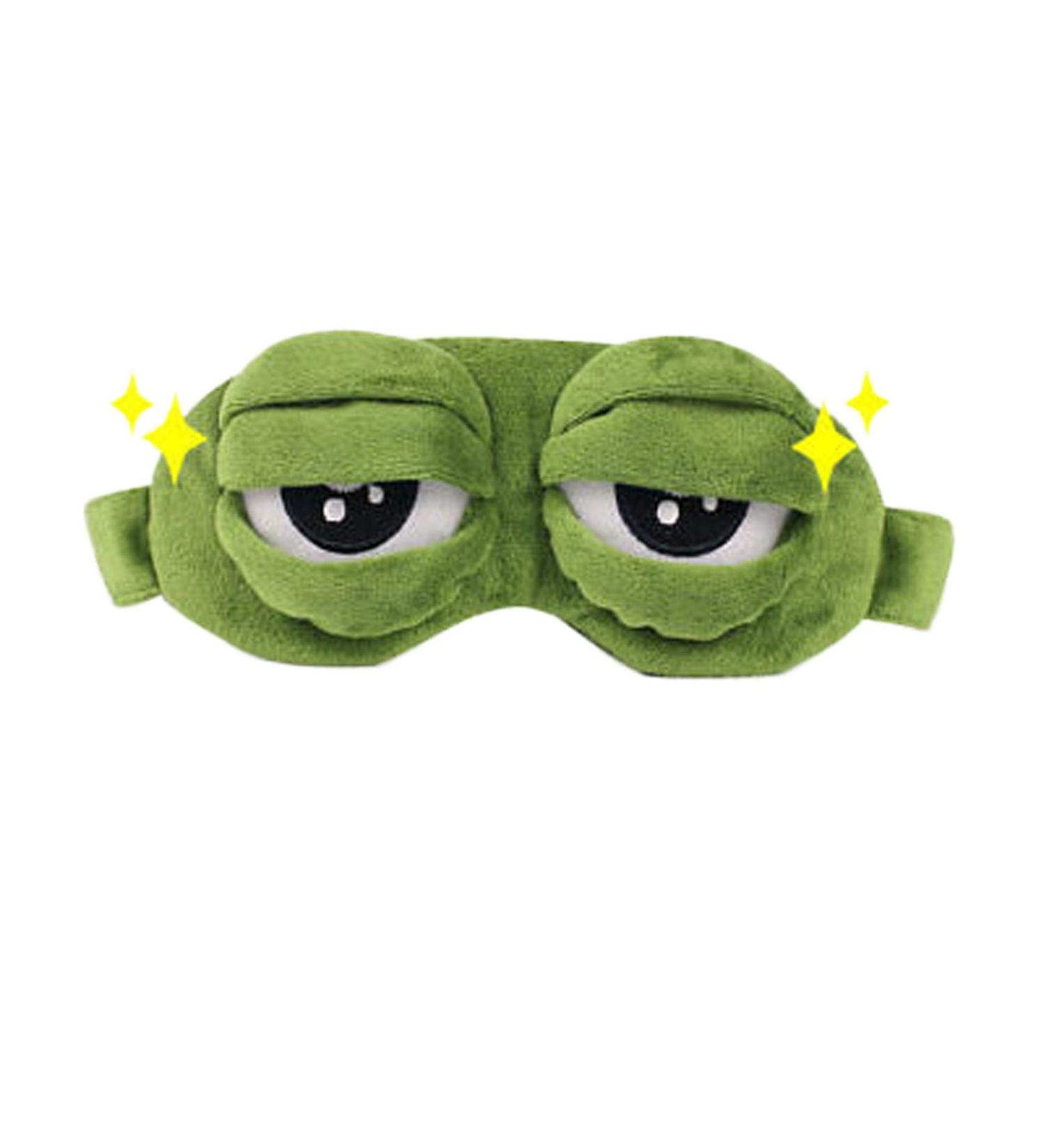 Cute Frog 3D Cartoon Unisex Sleep Eye Mask | Soft Blindfold for Sleeping, Travel, Office | Relaxation Mask in D-Green (9.45 x 3.35 inches) - Buy Online on GoSupps.com