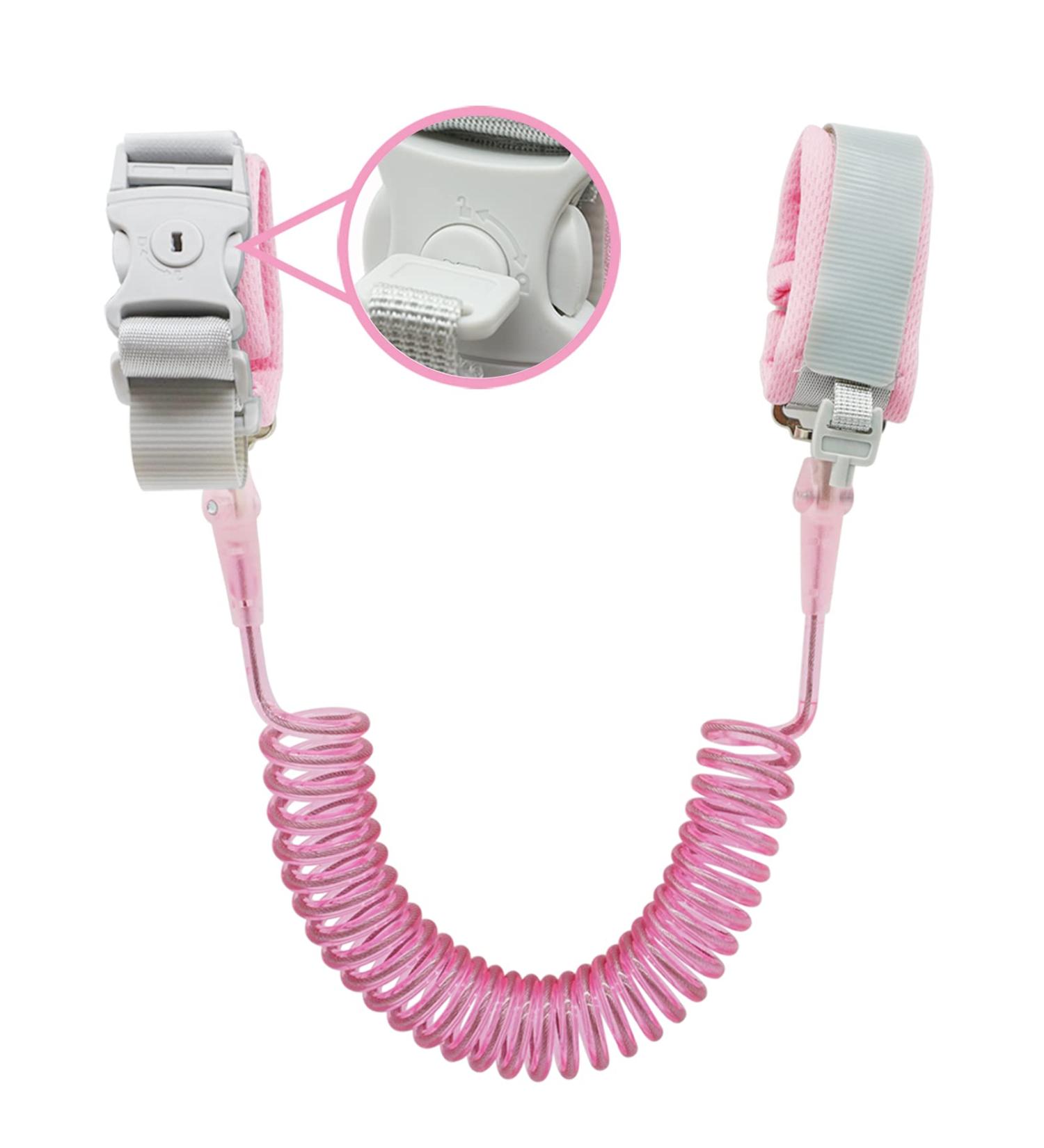 8.2ft Anti Lost Wrist Link for Child Safety - Toddler Leash with Key Lock - Pink - Buy Online on GoSupps.com