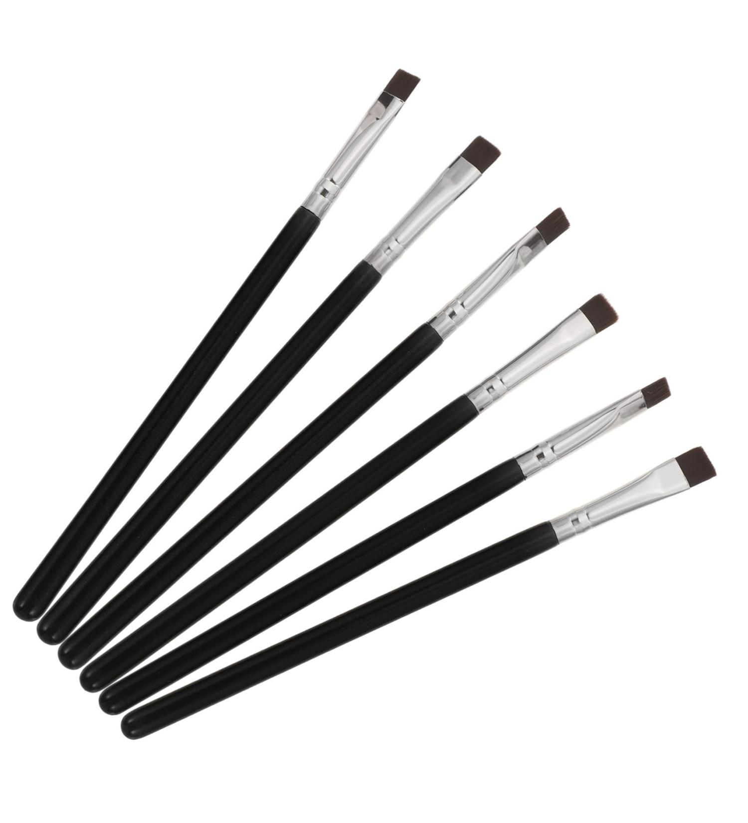 Outanaya 6pcs Flat Eyebrow Brush Makeup Brush Eyeshadow Brush Eyeliner Brush Makeup Tool Wooden Handle - Buy Online on GoSupps.com