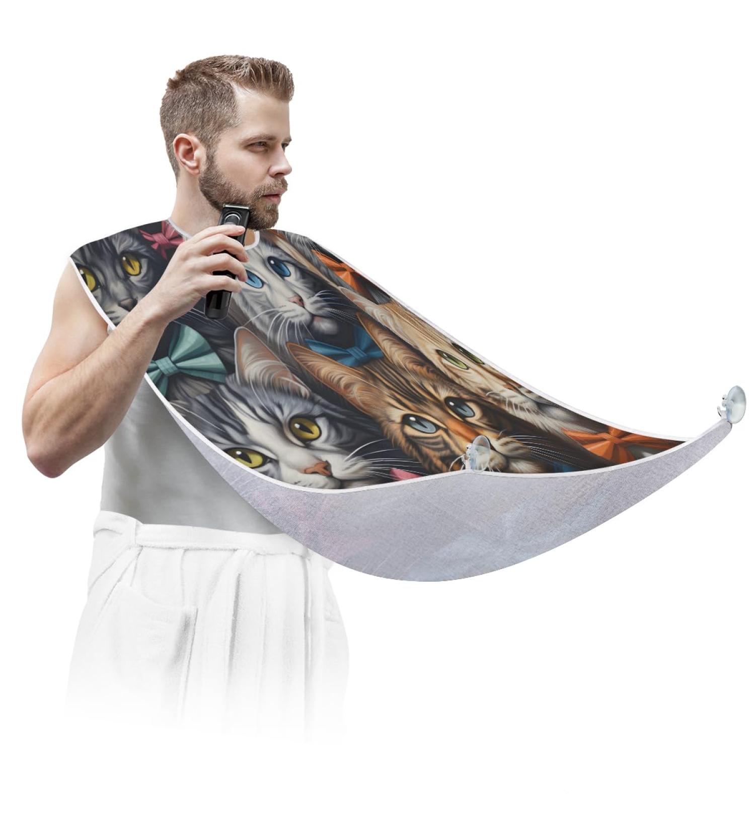 Handsome Cat Beard Bib Apron - Beard Hair Catcher for Men | Perfect Father's Day & Christmas Gift for Dad & Husband - Buy Online on GoSupps.com