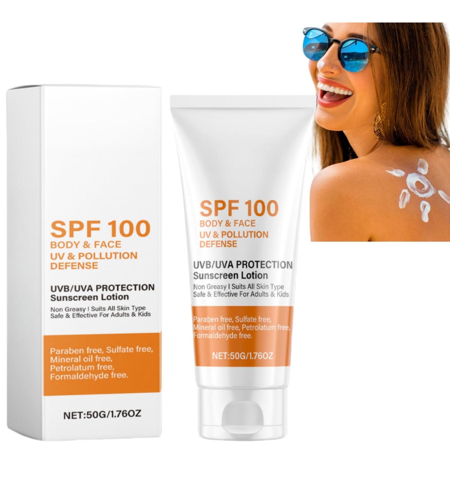 Sunscreen SPF 100 Sun Lotion Cream with SPF 100 SPF 100 Face Moisturiser Waterproof Sun Cream for Face&Body Long-Lasting Sun Protection Against UVA&UVB Sun Cream SPF 100 Face Facial Sunscreen 50g - Buy Online on GoSupps.com