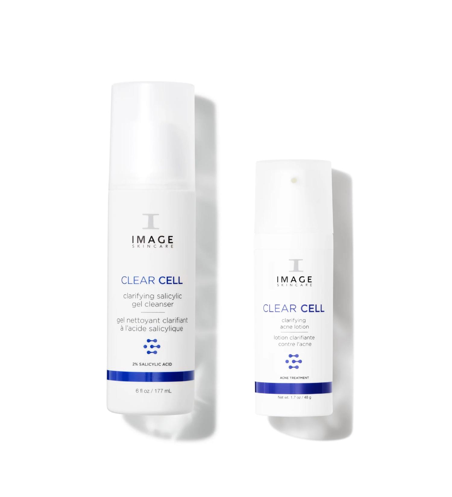 IMAGE Skincare CLEAR CELL Acne Control Set | Salicylic Gel Cleanser & Clarifying Lotion for Acne Treatment | Prevent Breakouts - International Shipping Available - Buy Online on GoSupps.com