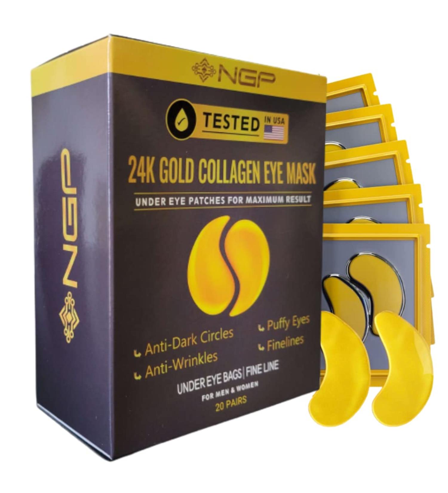NGP 24K Gold Under Eye Patches - Anti-Aging Skincare for Puffy Eyes | Dark Circle Treatment and Wrinkle Reduction | Nourishing Hydrogel Eye Mask - Buy Online on GoSupps.com