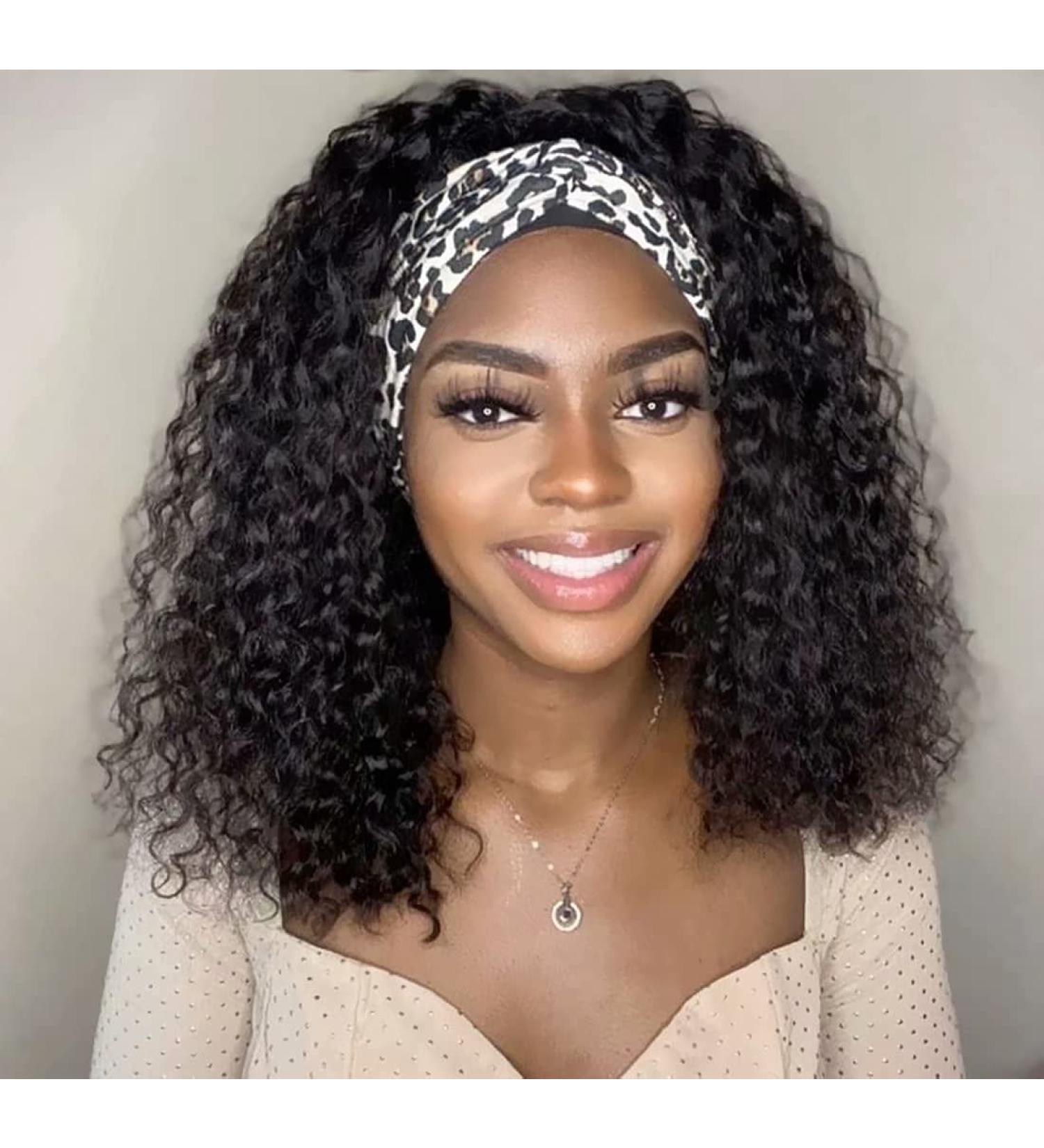 IVCoco 14 Inch Curly Headband Wig - 180% Density 10A Grade Brazilian Human Hair, Glueless, Natural Color - Buy Online on GoSupps.com