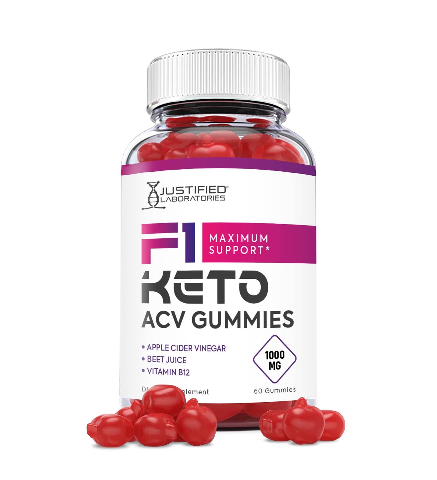 Justified Laboratories F1 Keto ACV Gummies 1000MG with Pomegranate Juice, Beet Root, B12 - 60 Ketos Gummies - Buy Online on GoSupps.com