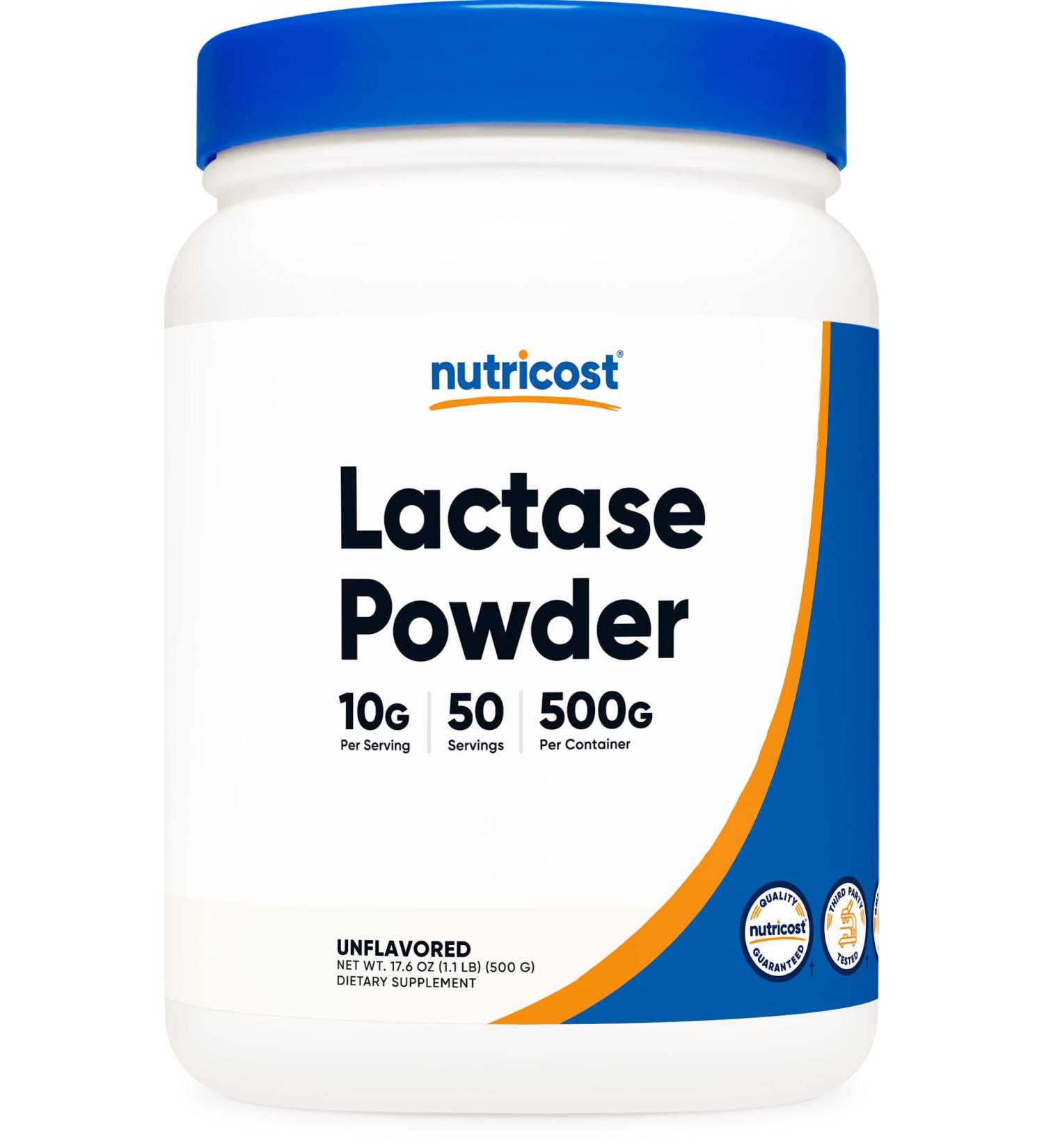 Nutricost Lactase Powder 500g - Non-GMO, Gluten-Free Enzyme Supplement - 1.10lb (500 Servings) - Buy Online on GoSupps.com