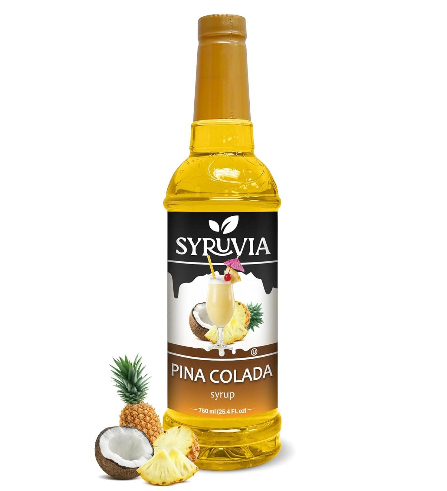 Syruvia Pina Colada Syrup - Premium Flavoring Syrup for Tea Italian Sodas Beverages Desserts Ice Cream Cocktails & Mocktails - Kosher Gluten Free - 25.4 fl oz. - Buy Online on GoSupps.com