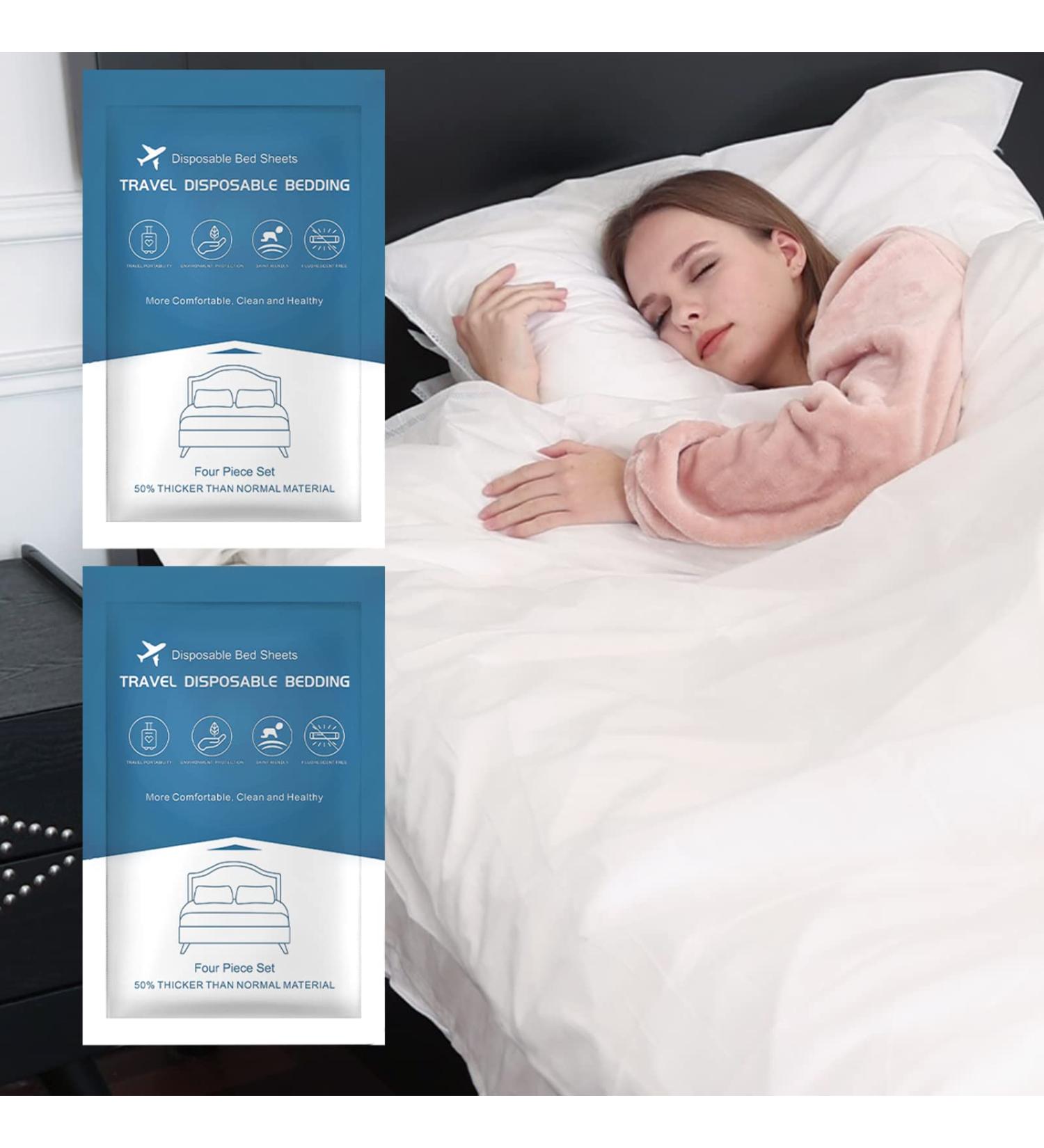 OTITYAN 2 Pack Disposable Travel Bedding Set - Ideal for Hotel, Business Trip & Hospital - Includes Sheets, Quilt Cover & Pillowcase - Buy Online on GoSupps.com