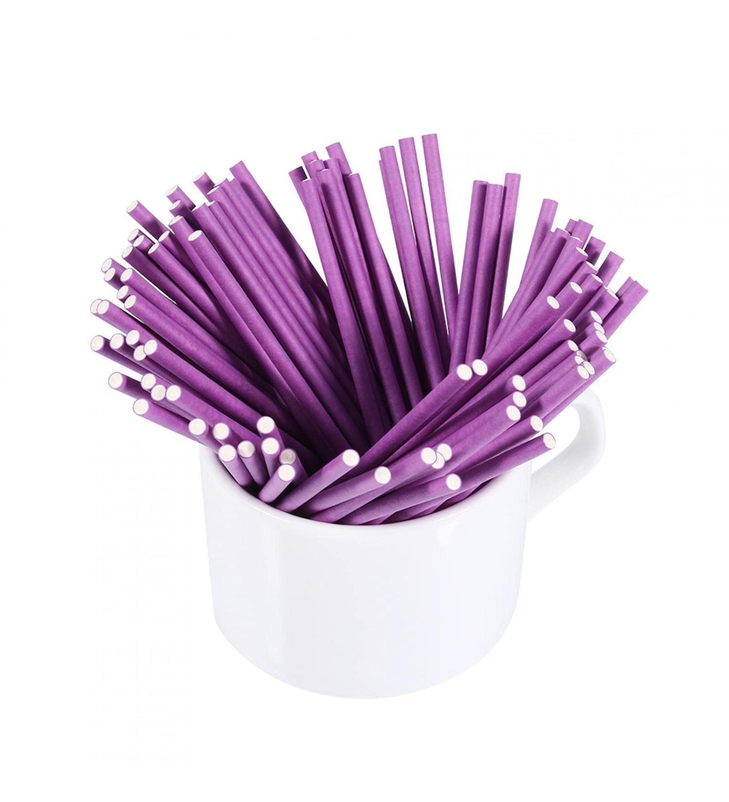 Lollipop Sticks - Colorful Candy Sticks Lollipop Sticks for Making Lollipops Cake Candy Chocolates 100 Pieces (Purple) - Buy Online on GoSupps.com