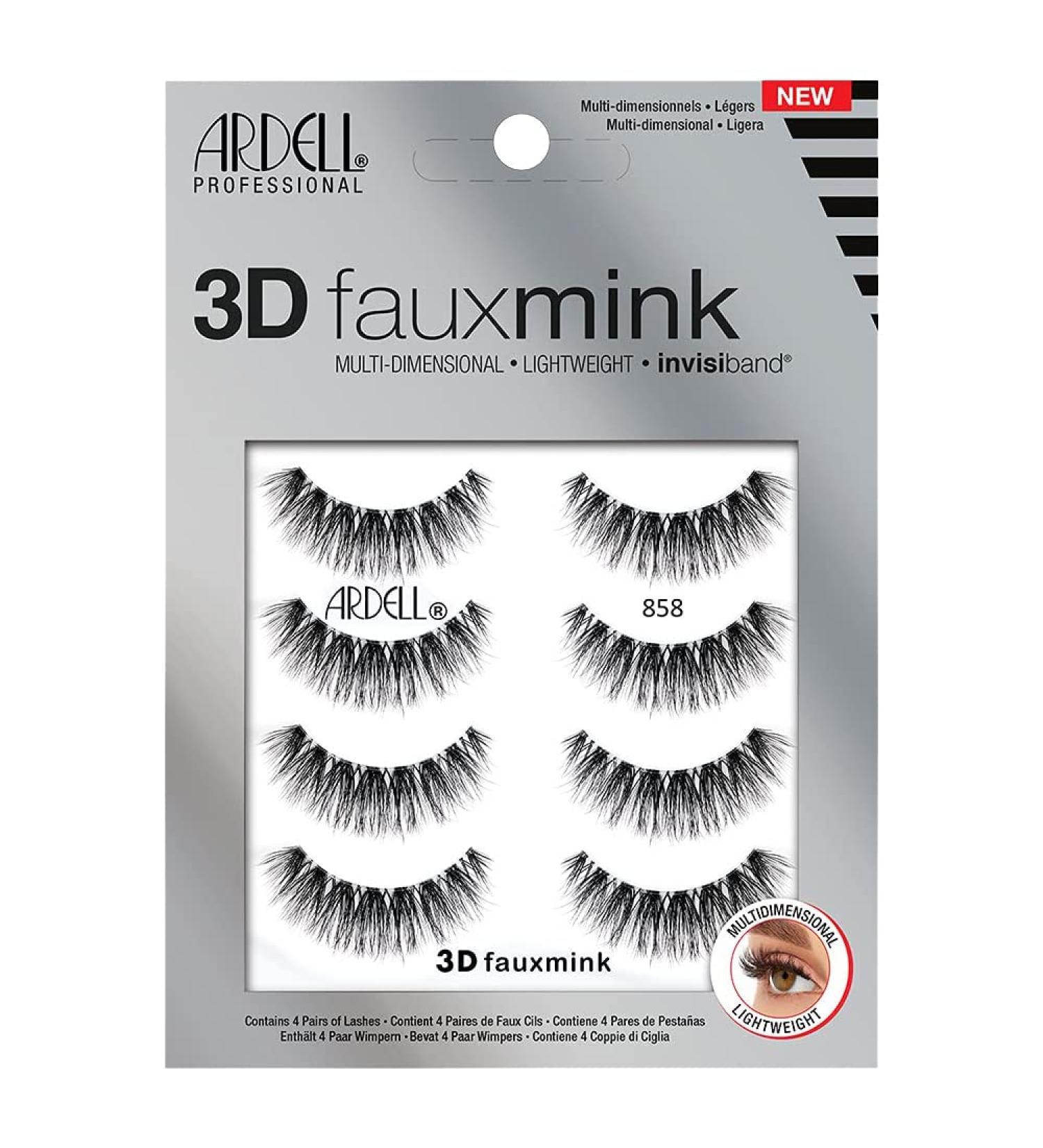 Ardell 3D Faux Mink Lashes 858 - 4 Pairs | Lightweight, Dramatic Volume | Cruelty-Free - Buy Online on GoSupps.com