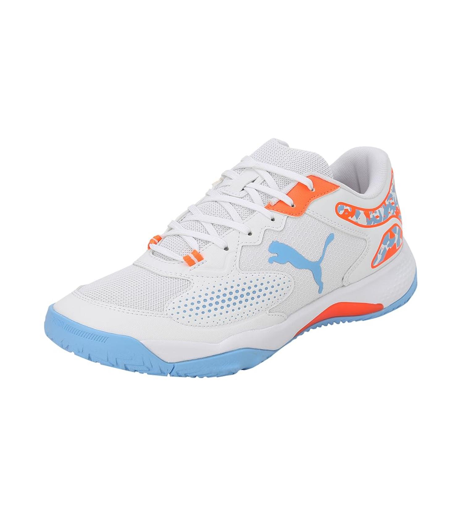 PUMA Unisex Solarcourt Rct Tennis Shoe - Size 42 EU | White Black & Light Blue | International Shipping Available - Buy Online on GoSupps.com