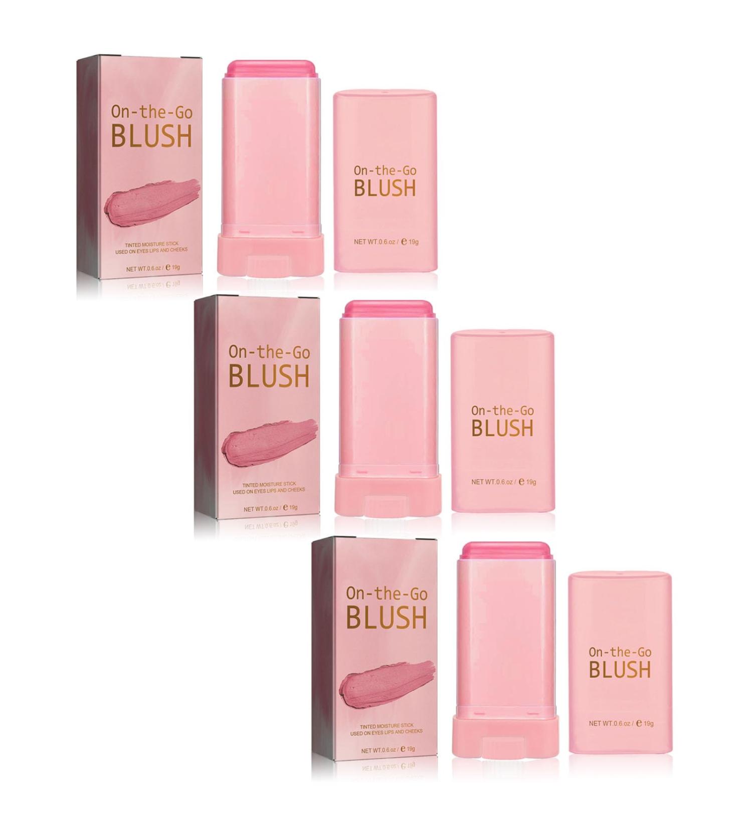 3PCS Cream Blush Stick Smooth Blush Stick Waterproof Moisturizer Stick Matte Highlighter Stick Natural Nude Makeup for Cheek Eyes Lips Pink 19 g (Pack of 3) Pink - Buy Online on GoSupps.com