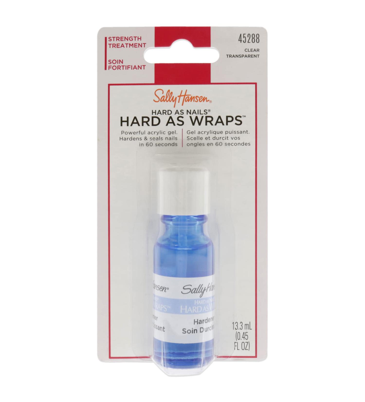 Sally Hansen Hard As Nails  Hard As Wraps   Transparent  Nail Hardener  .44 Fl Oz  Nail Strengthener  Clear Nail Polish  Nail Strengthening Polish  Smooth  Protective