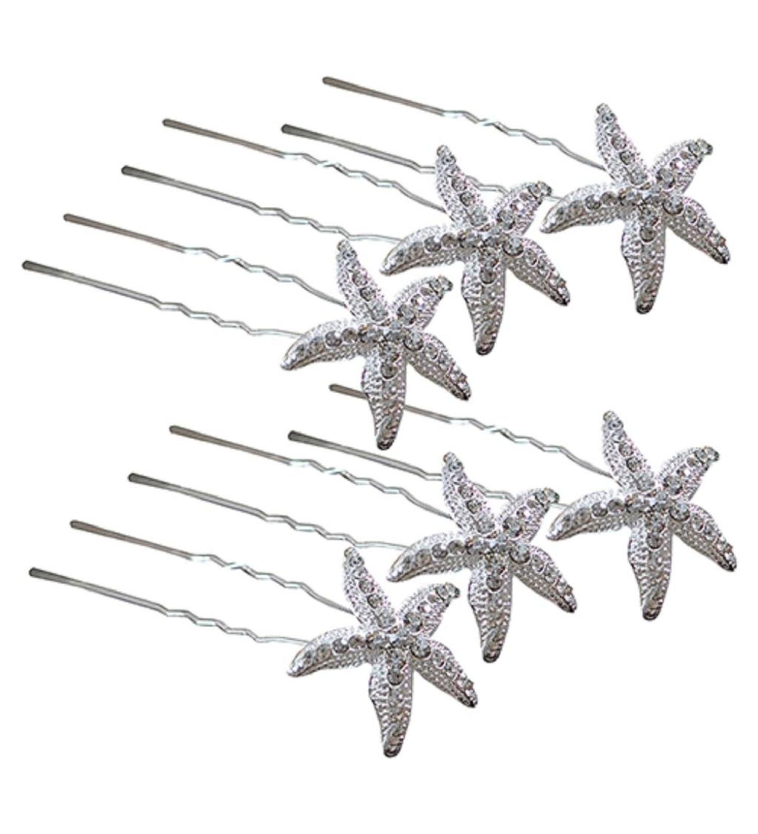 6pcs U Shape Starfish Hair Pins | Elegant Wedding Party Accessory - International Shipping - Buy Online on GoSupps.com