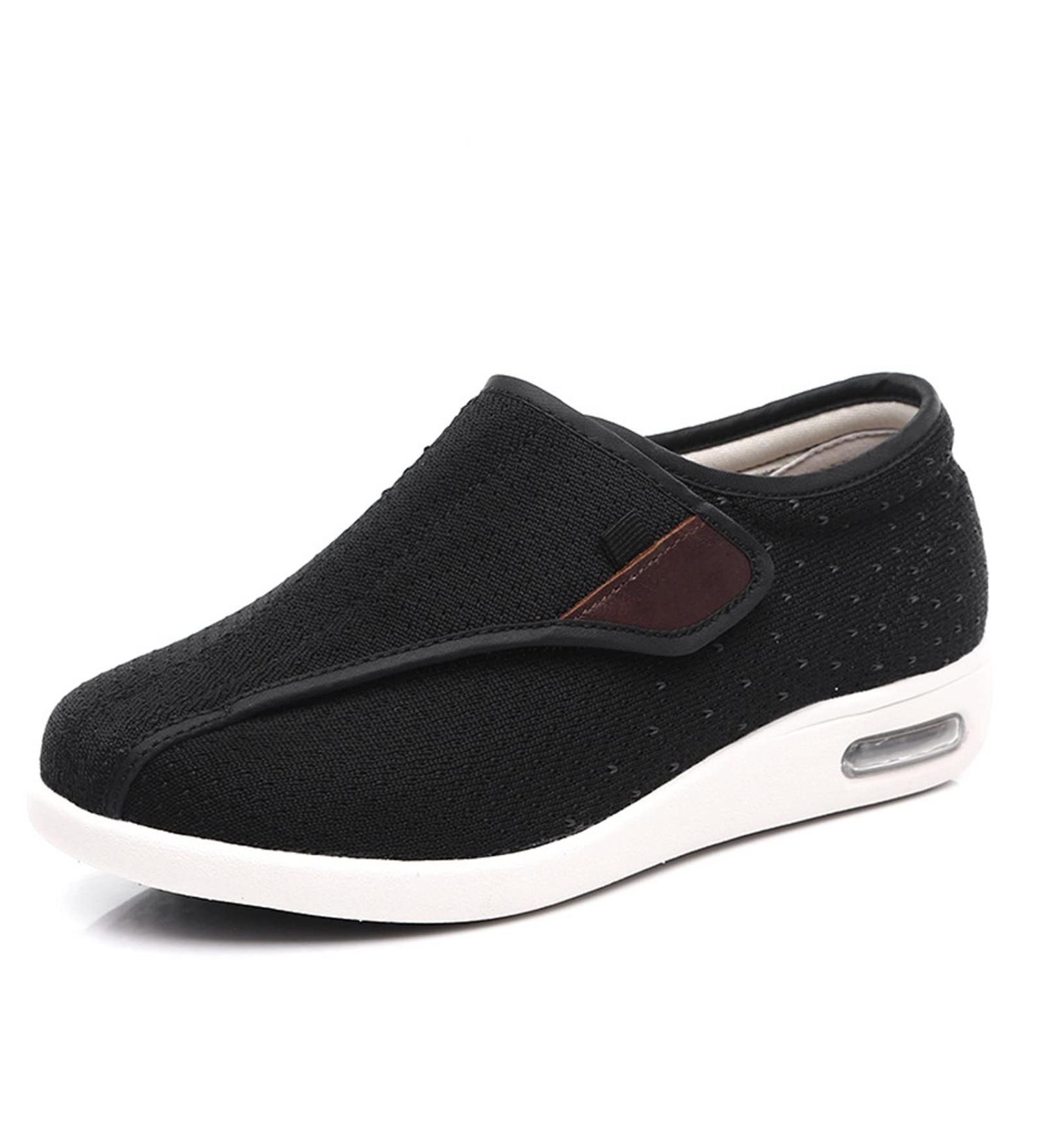 Adjustable Closure Diabetic Slippers | Anti-Slip Elderly Shoes for Swollen Feet | Extra Wide Width Size 9.5 Black - Buy Online on GoSupps.com