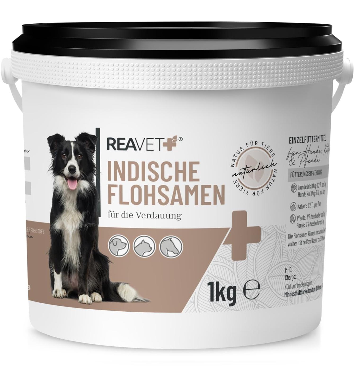 ReaVET Indian Psyllium for Horses Dogs & Cats 1kg - Natural in Premium Quality - Rich in Fiber + Mucilage I Psyllium for Digestion I No Additives - Buy Online on GoSupps.com