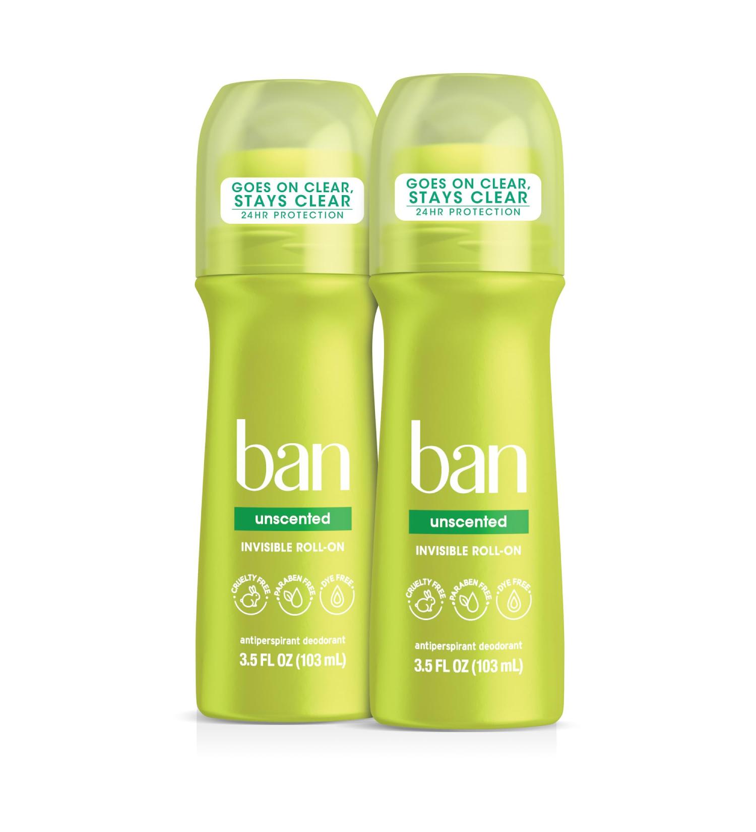 Buy Ban Original Unscented Antiperspirant Roll-On Deodorant 24-Hour Protection for Men & Women | 3.5 Fl Oz Pack of 2 - Best International Shipping - Buy Online on GoSupps.com