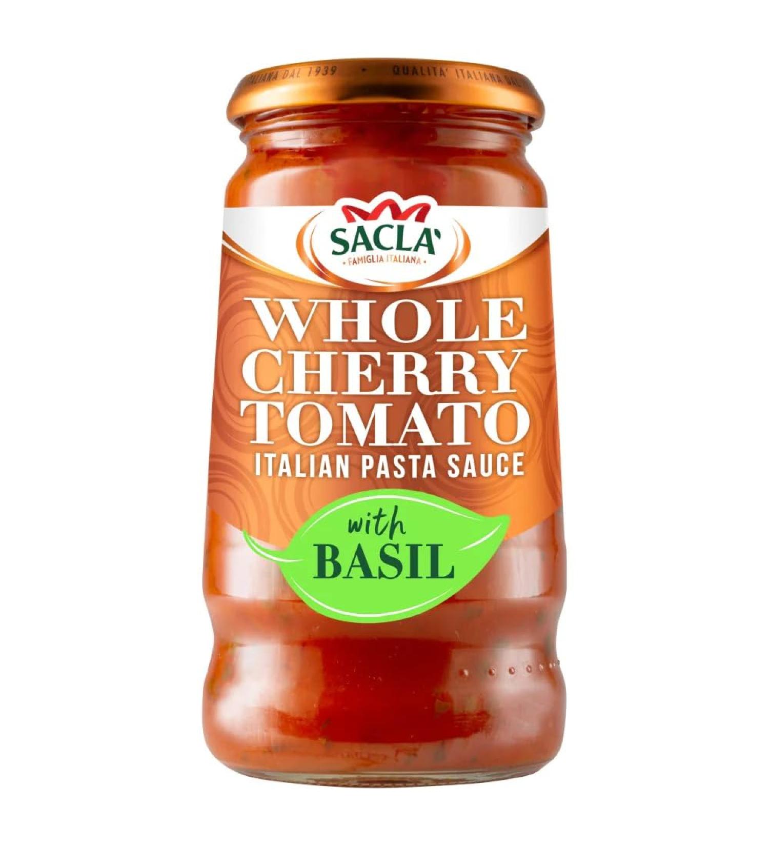 Sacla' Whole Cherry Tomato Italian Pasta Sauce with Basil 350g-Food