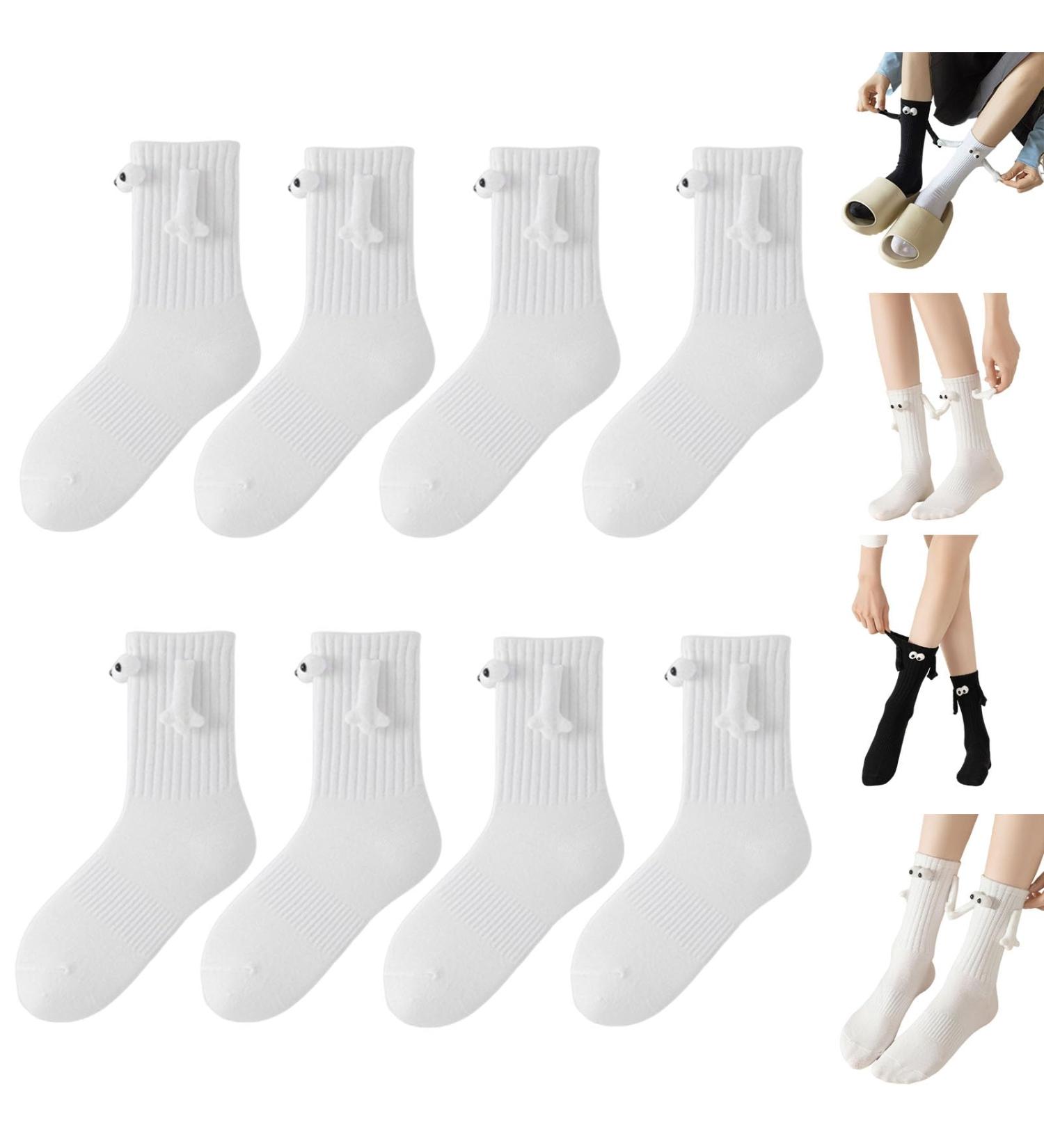Couple Holding Hands Socks - 3D Doll Magnetic Suction Design - Set of 2 White Socks - Buy Online on GoSupps.com
