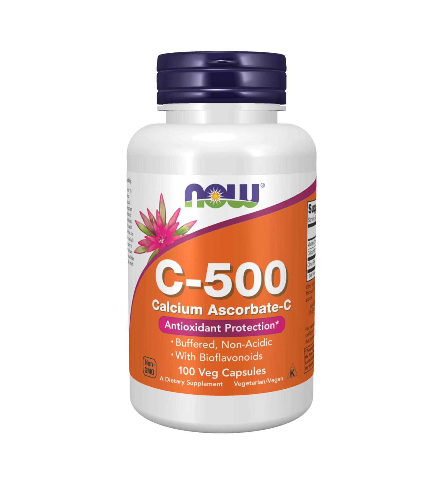 Now Foods C-500 Calcium Ascorbate-C - 100 Capsules | Immune Support & Antioxidant - Buy Online on GoSupps.com