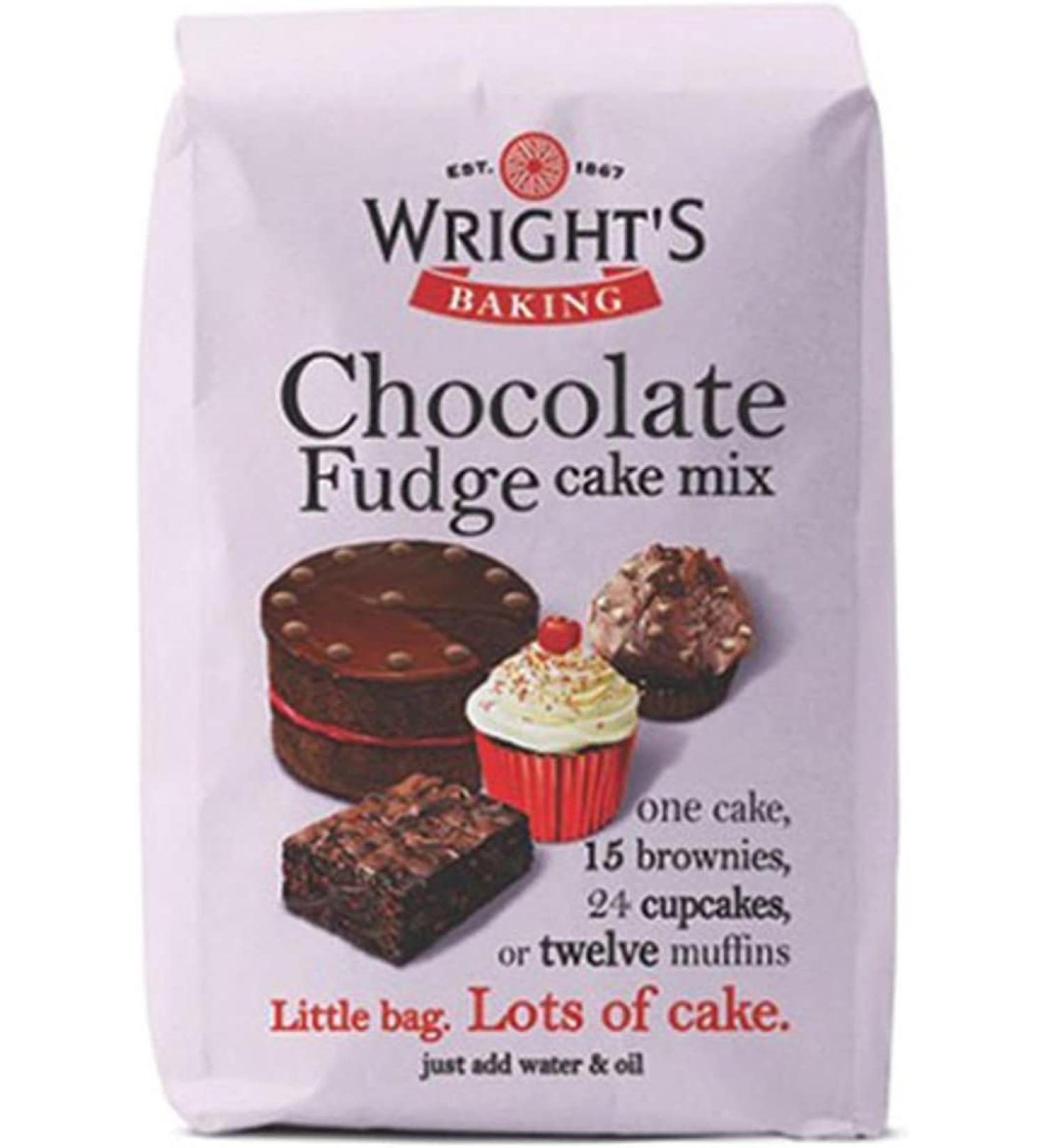 Wright's | Baking Chocolate Fudge Cake Mix 4X500G (2Kg) | A rich Chocolate Fudge cake mix with a melting chocolate crumb | Use to bake light & moist cakes brownies muffins or cupcakes Chocolate 500.00 g (Pack of 4) - Buy Online on GoSupps.com