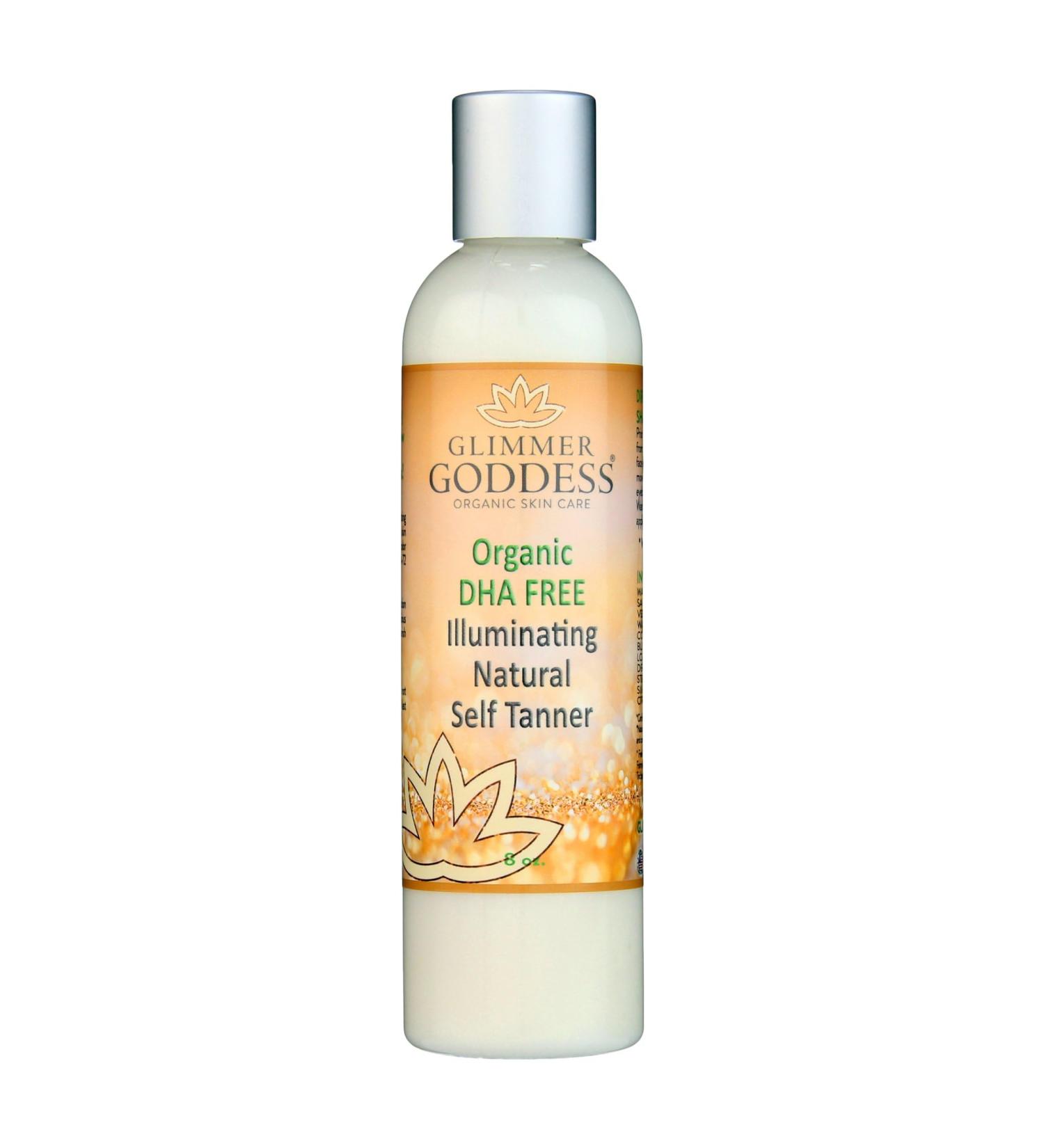 Glimmer Goddess Organic DHA-Free Natural Self Tanner Gradual Development Streak-Free Sun-Kissed Glow Sensitive Skin Friendly Cruelty-Free Non-Toxic No Orange Tint - Unscented 8 oz.