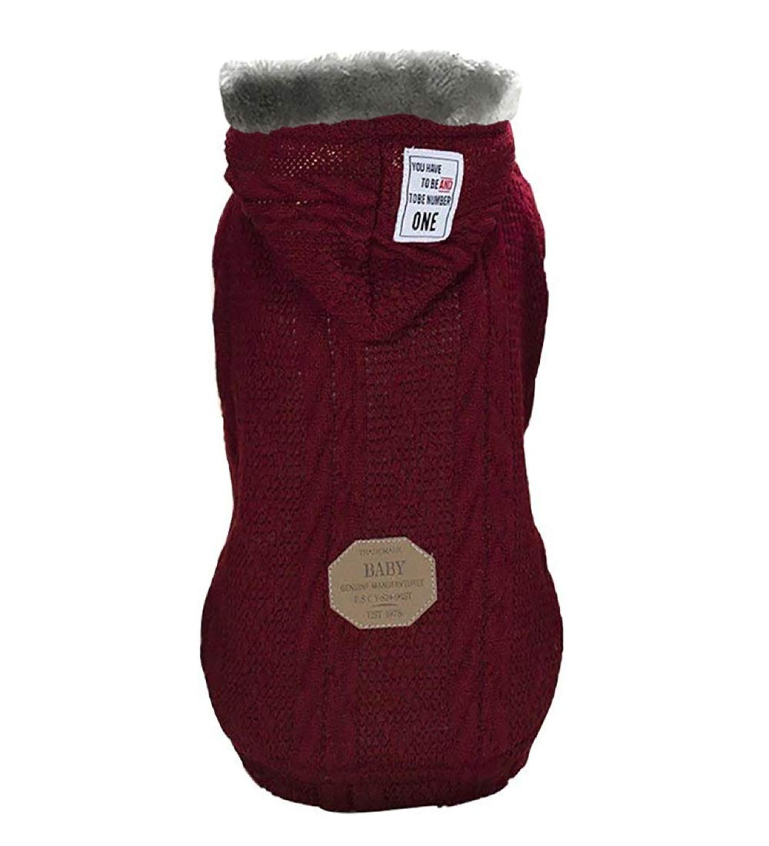 Dog Sweater with Hood & Turtleneck Fleece for Small & Medium Dogs Cats - Size L Red - Cozy Pet Apparel - Buy Online on GoSupps.com
