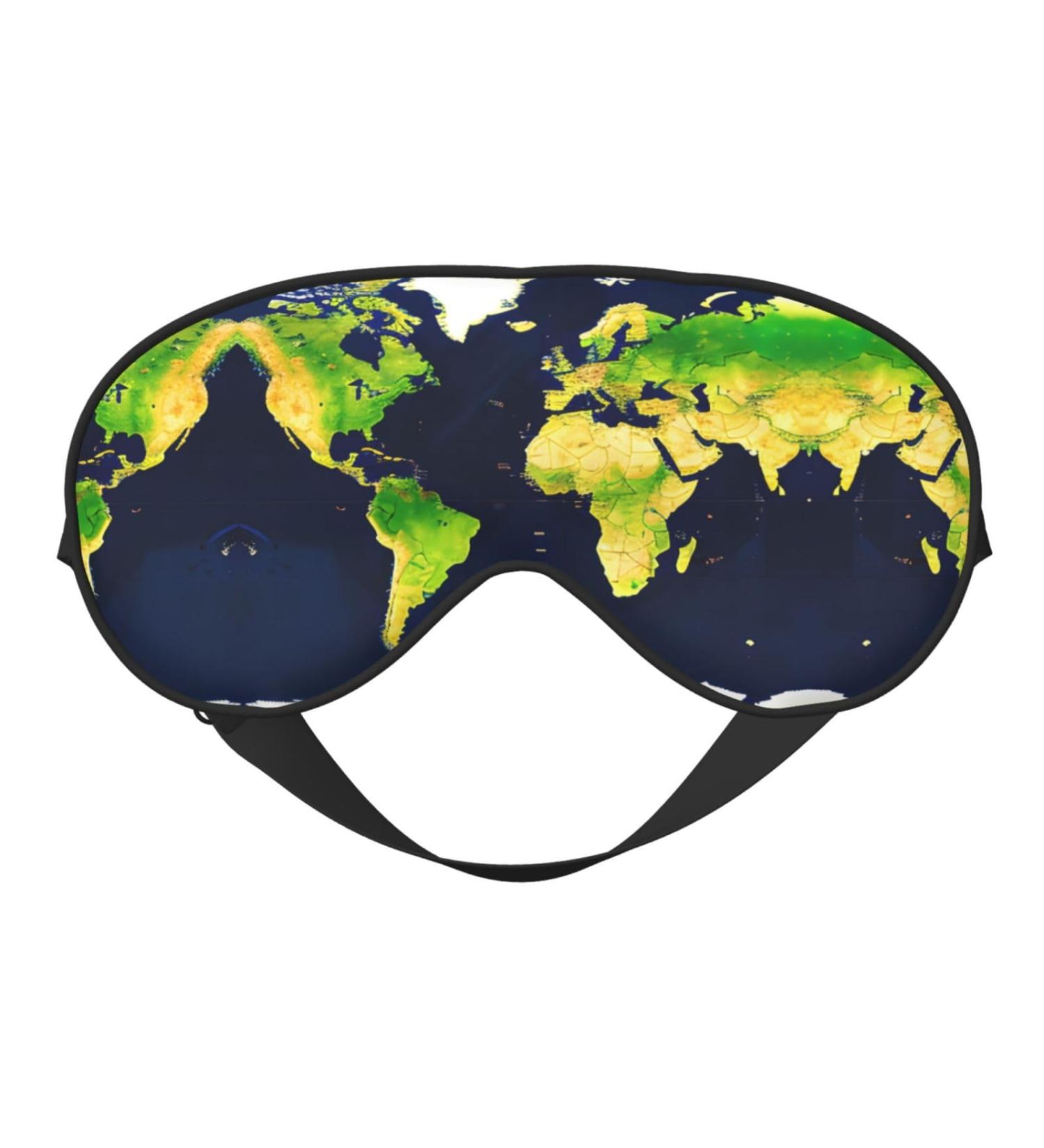 SSIMOO World Map Print Eye Mask - Double-Sided Soft Light Blocking for Quality Sleep | International Shipping Available - Buy Online on GoSupps.com