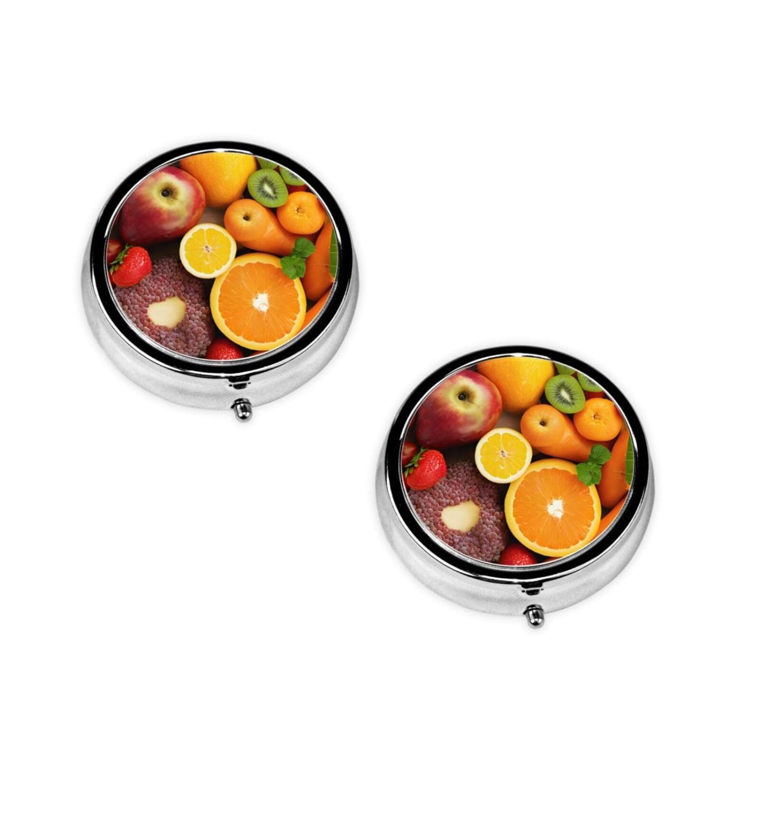 Fruit Rainbow Mini Round Pill Box - 3 Compartment Travel Organizer | Portable Medicine Case for Home & Office - Buy Online on GoSupps.com