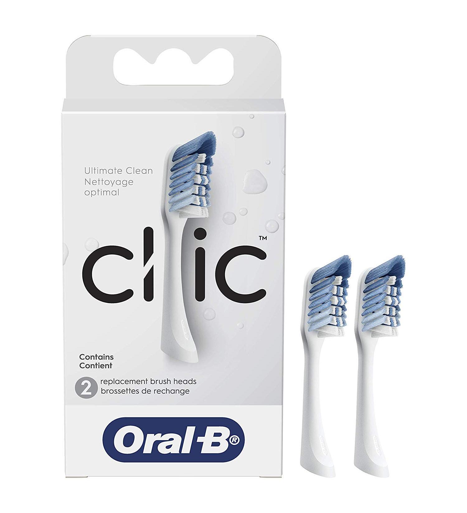Oral-B Clic Toothbrush Replacement Brush Heads - White (2 Pack) - Buy Online on GoSupps.com
