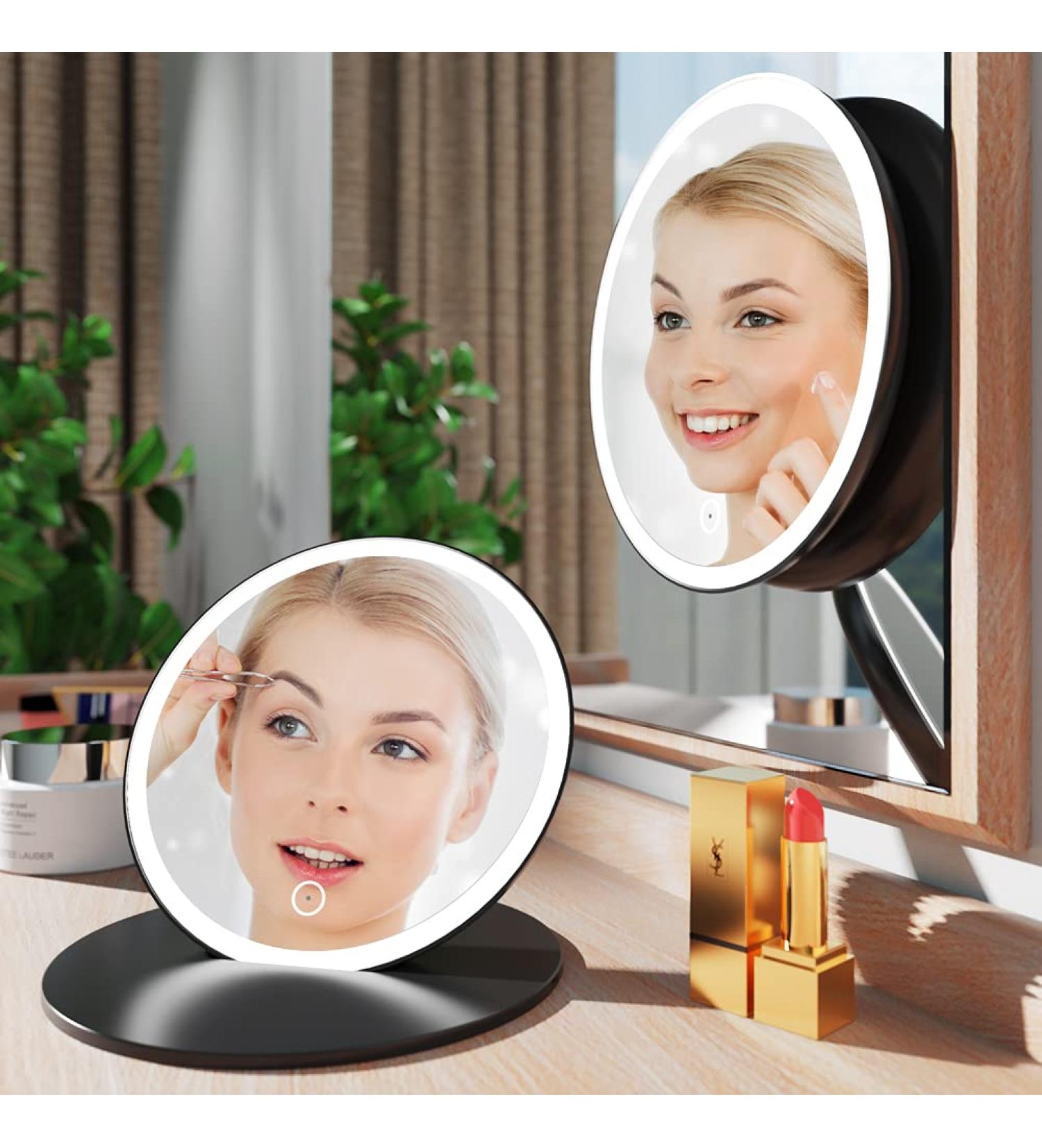 2.5X Magnifying Makeup Mirror with LED Lights | Touch Screen | 3 Color Modes | Portable & Rechargeable | 6 Inch Vanity Mirror - Buy Online on GoSupps.com