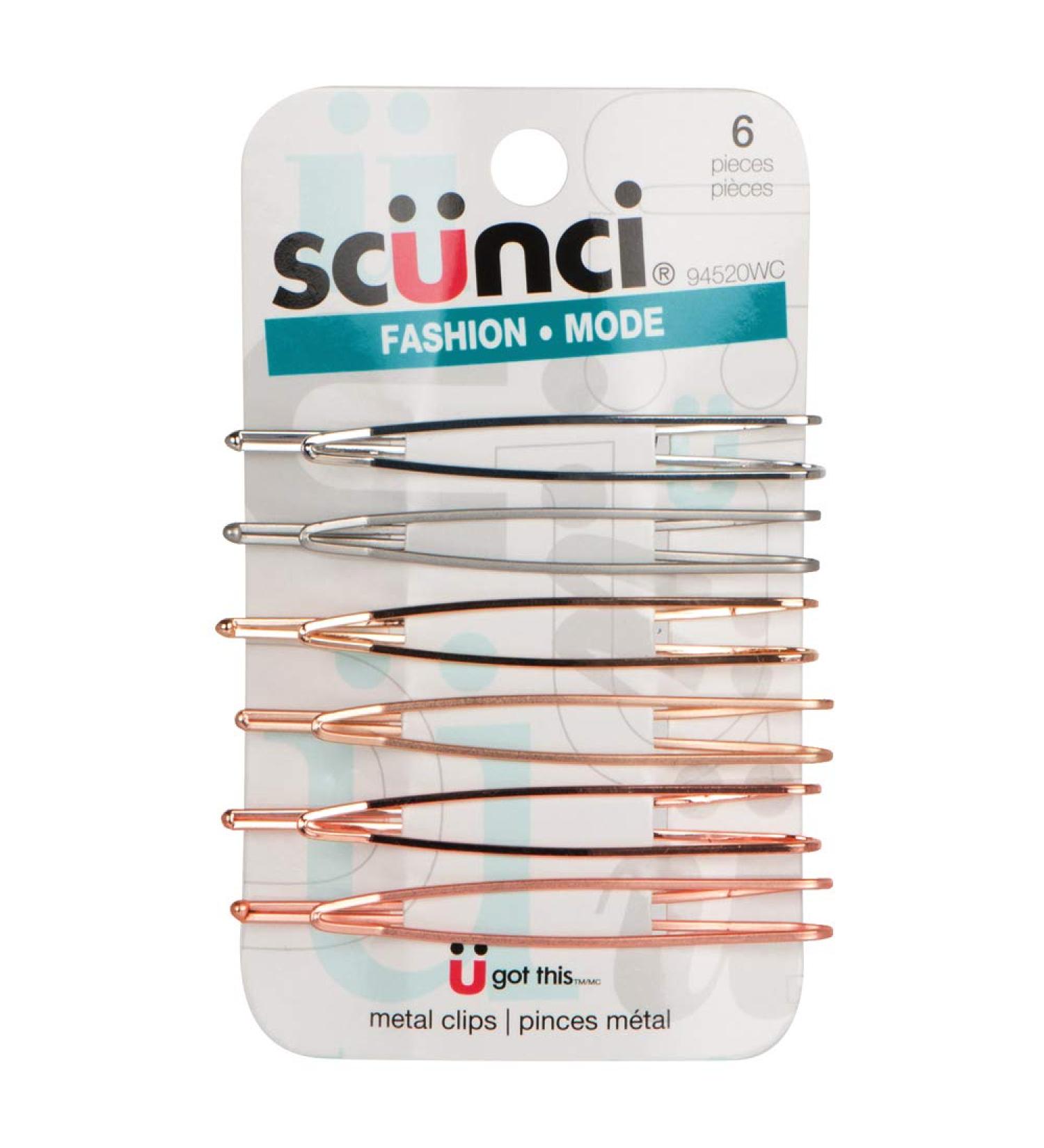 Scunci Fashion 6pc Metal Hair Clips in rose Gold and silver 6 Count