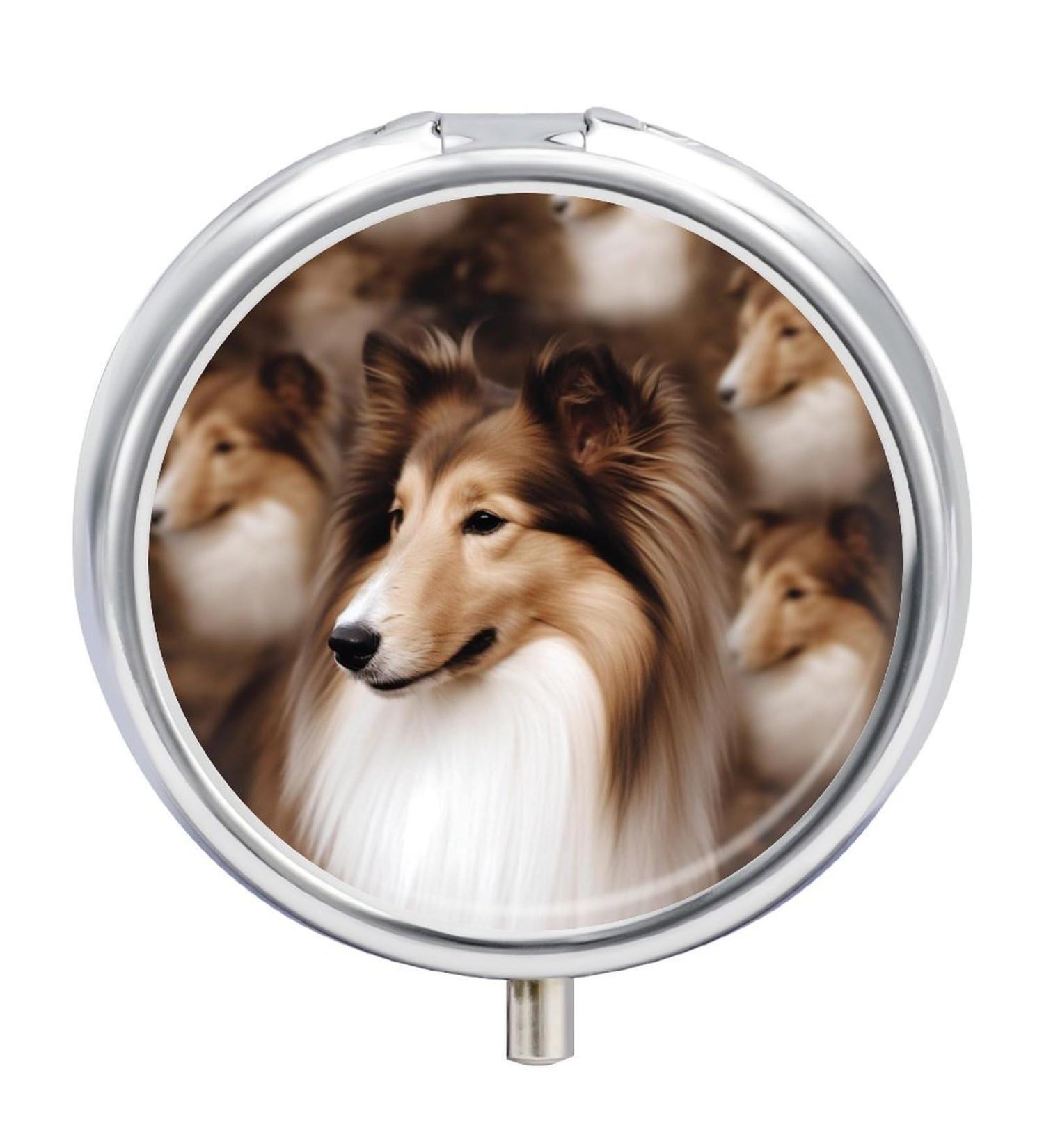 Pill Box Case with Sheltie Dog Print - Portable 3 Compartment Organizer for Travel & Handbag - Buy Online on GoSupps.com