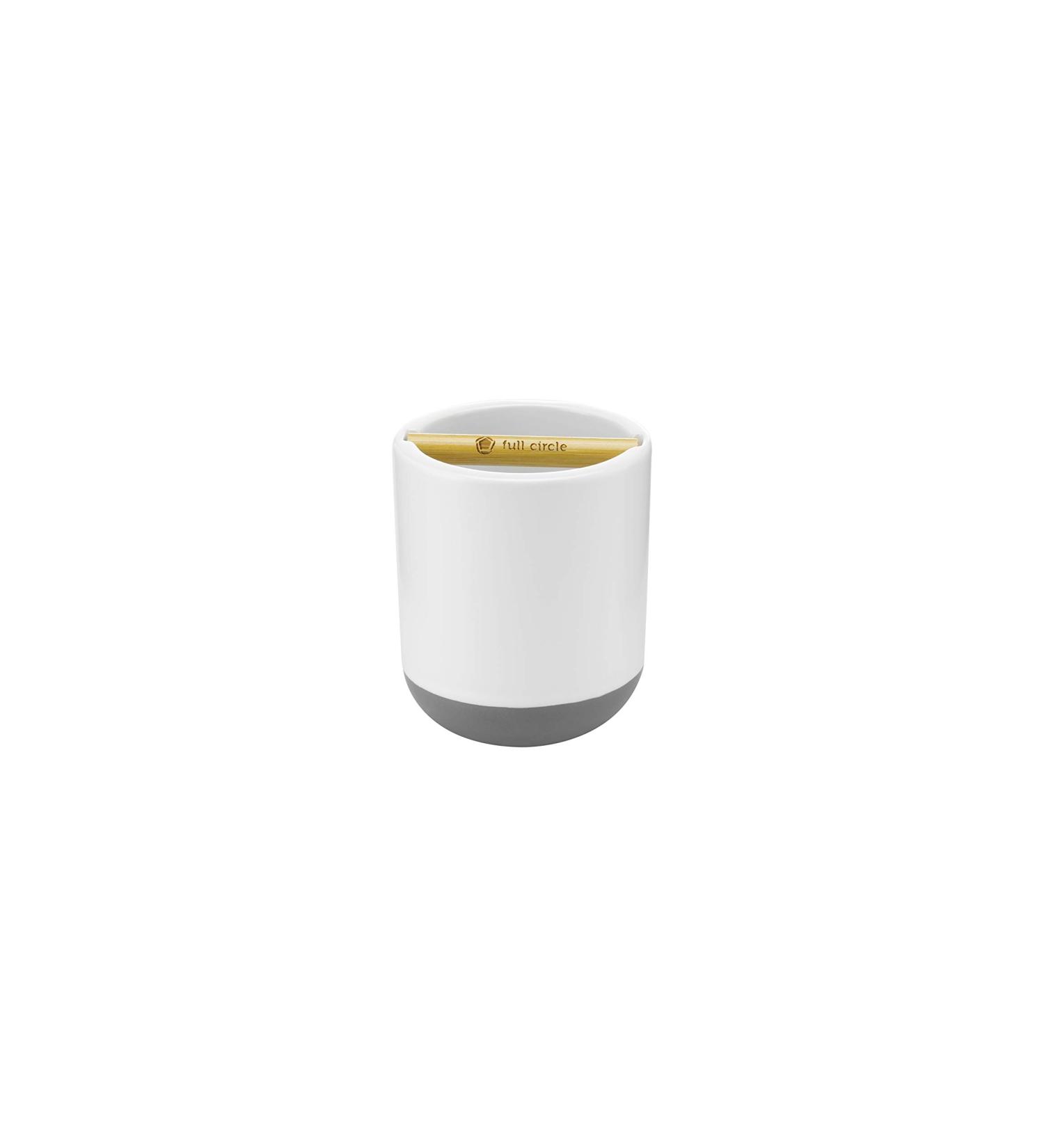 Full Circle Keep It Clean Toothbrush Holder with Bamboo Accent - White - Buy Online on GoSupps.com
