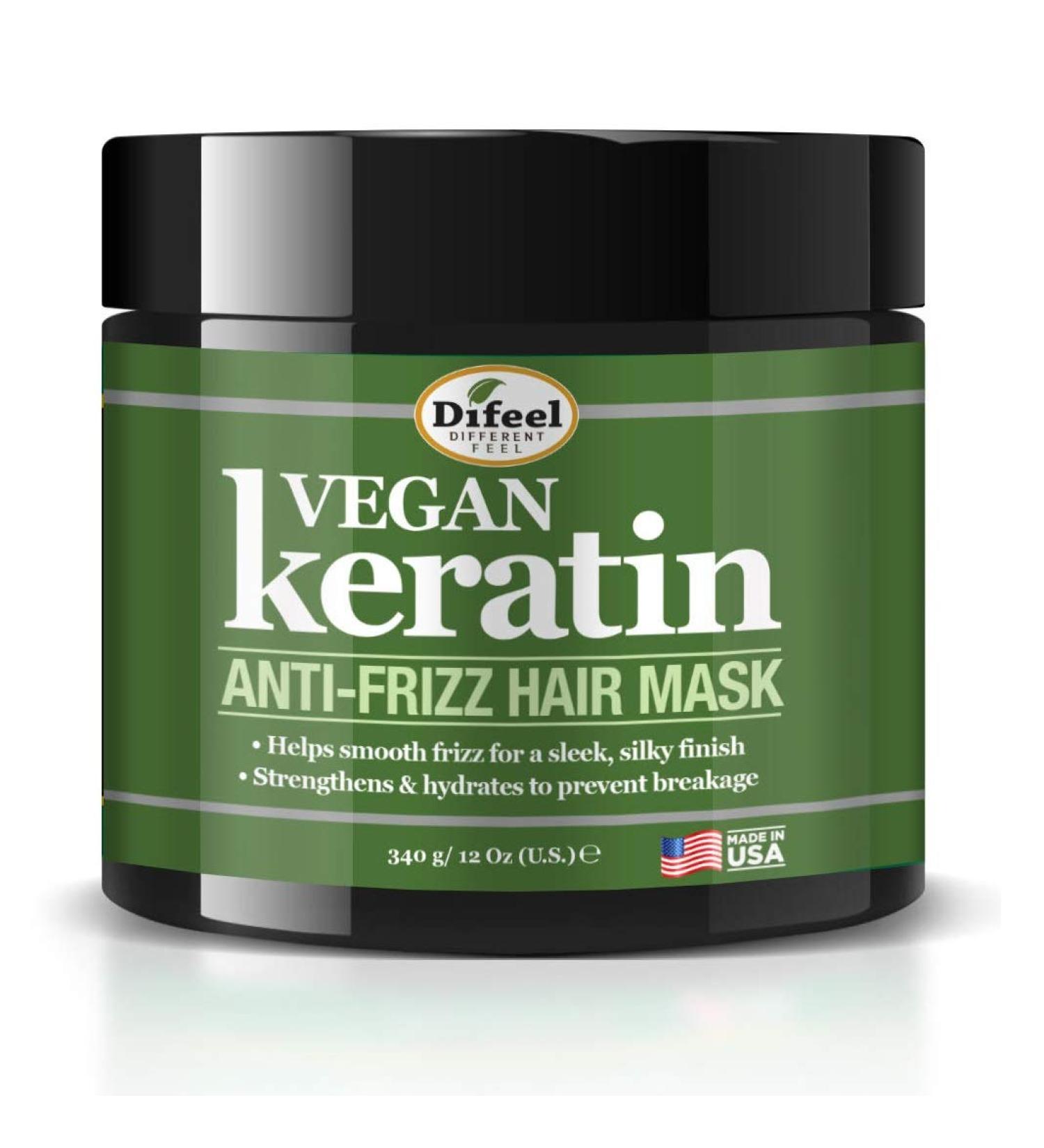 Difeel Vegan Keratin Anti-Frizz Hair Mask 12 oz. - Vegan & Cruelty-Free - Buy Online on GoSupps.com