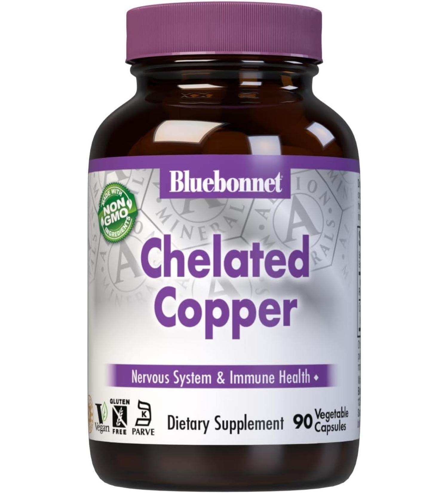Bluebonnet Nutrition Chelated Copper 90 Vcaps | High-Quality Copper Supplement - Buy Online on GoSupps.com