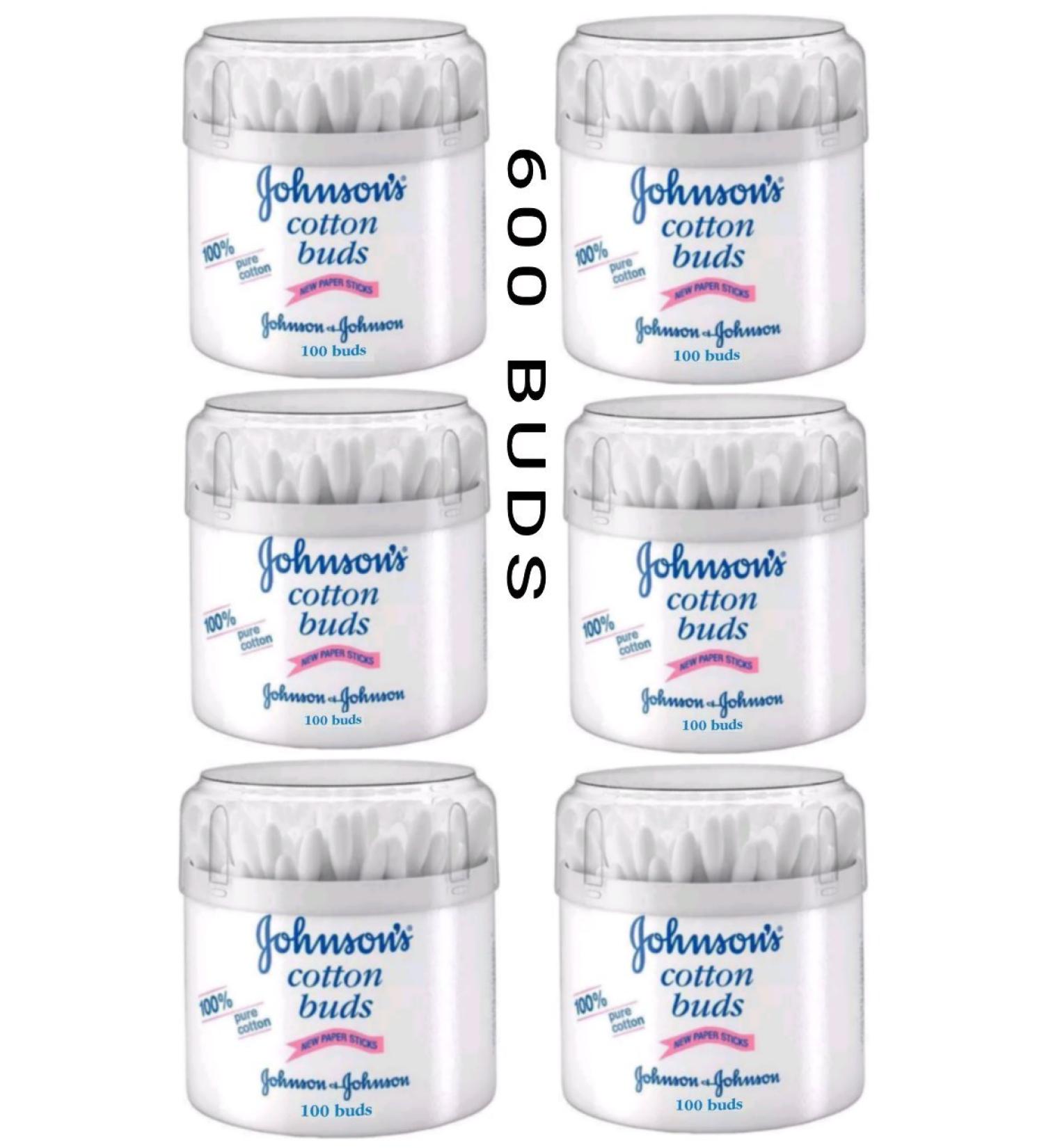 600 PCS (100 PCS X 6) JOHNSONS Baby Cotton Buds Ear SWABS Paper Sticks Q Tips